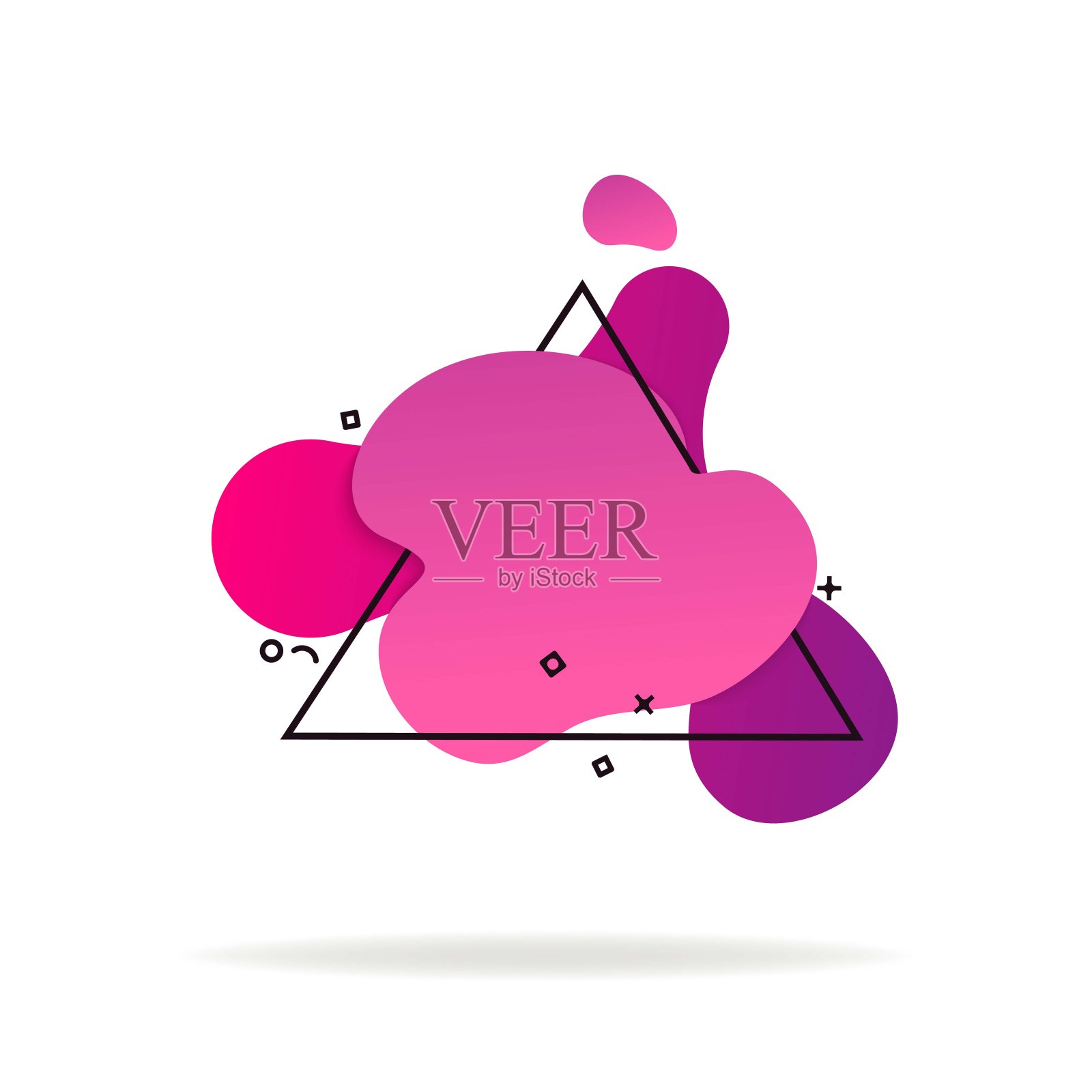 紫色流动的液体抽象元素和三角形轮廓插画图片素材