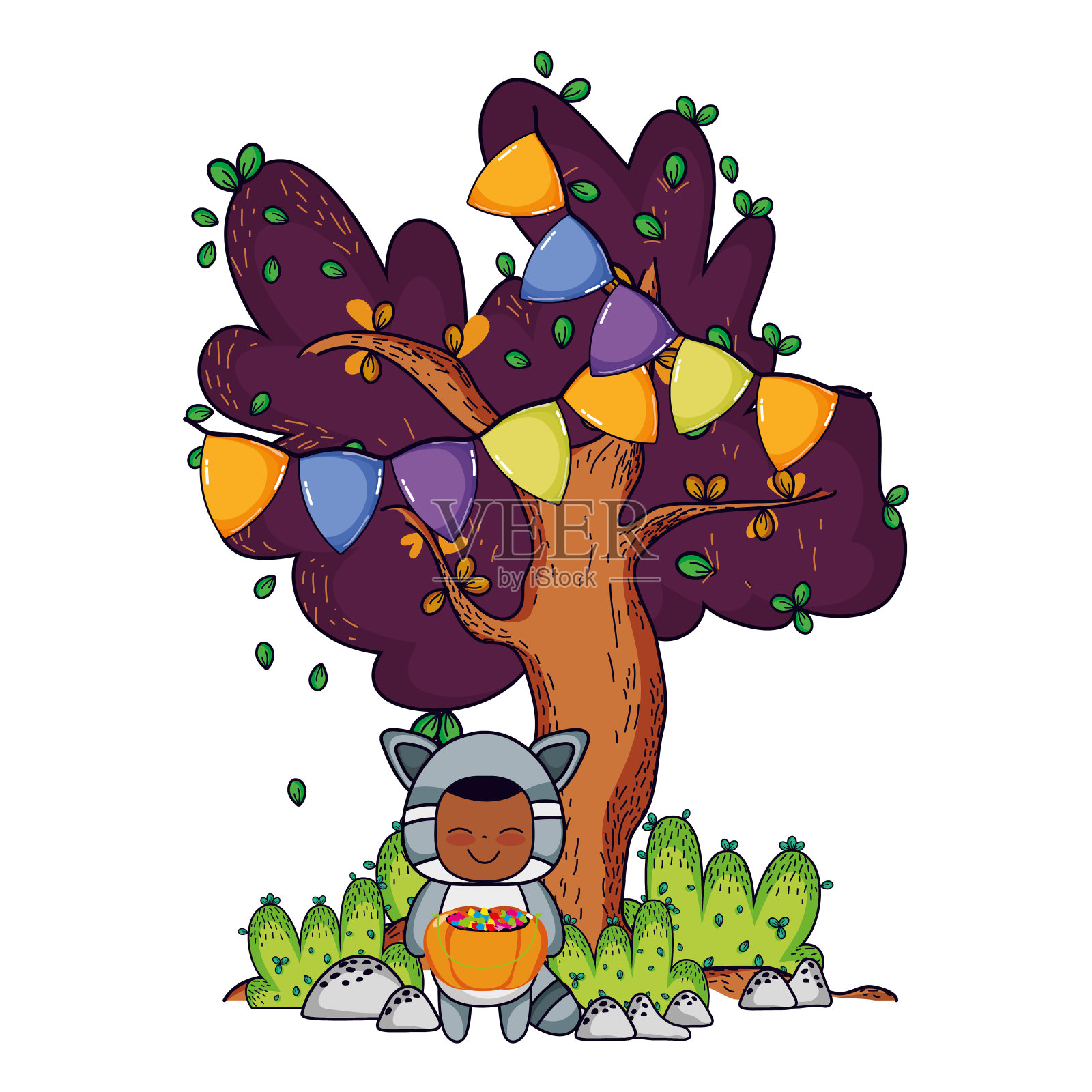 万圣节快乐的孩子插画图片素材