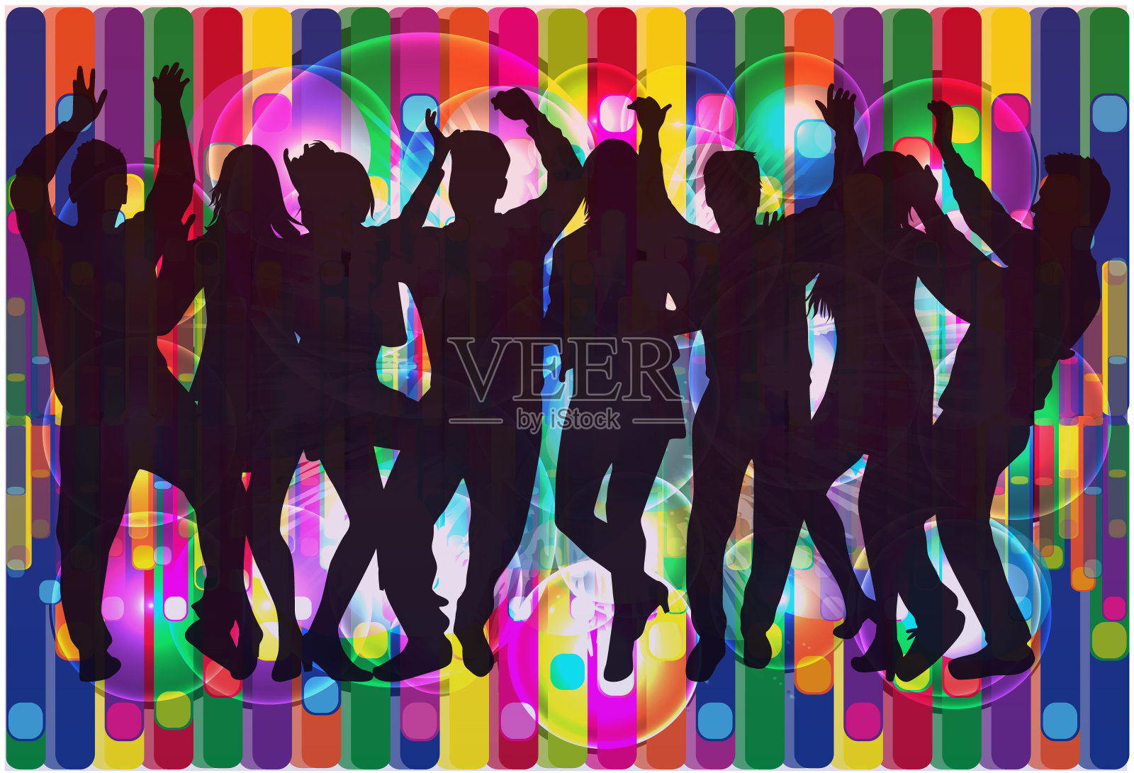 跳舞的人轮廓。抽象的背景。插画图片素材