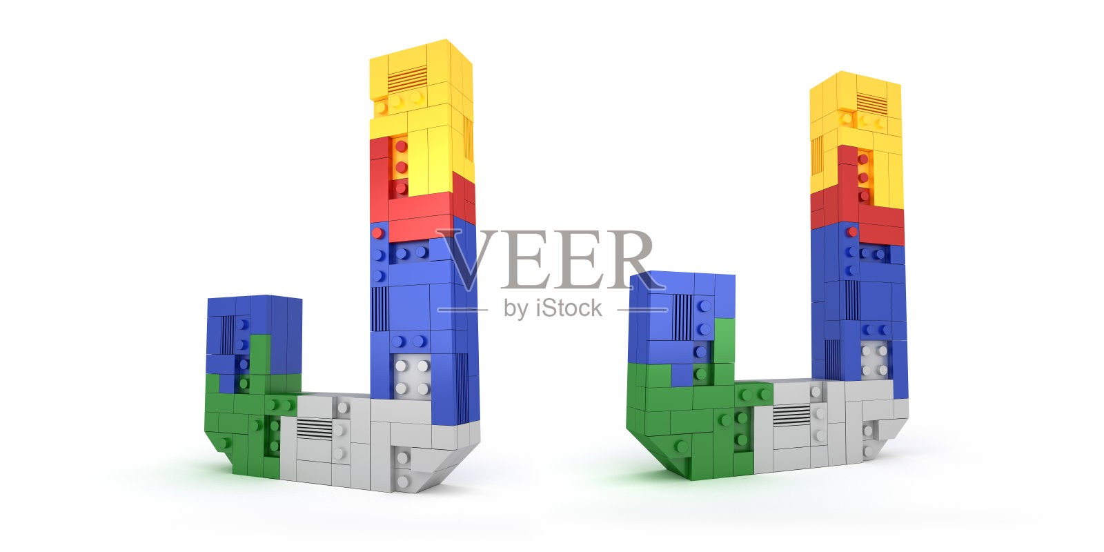 白色背景上彩色字母积木透视字体3D渲染照片摄影图片