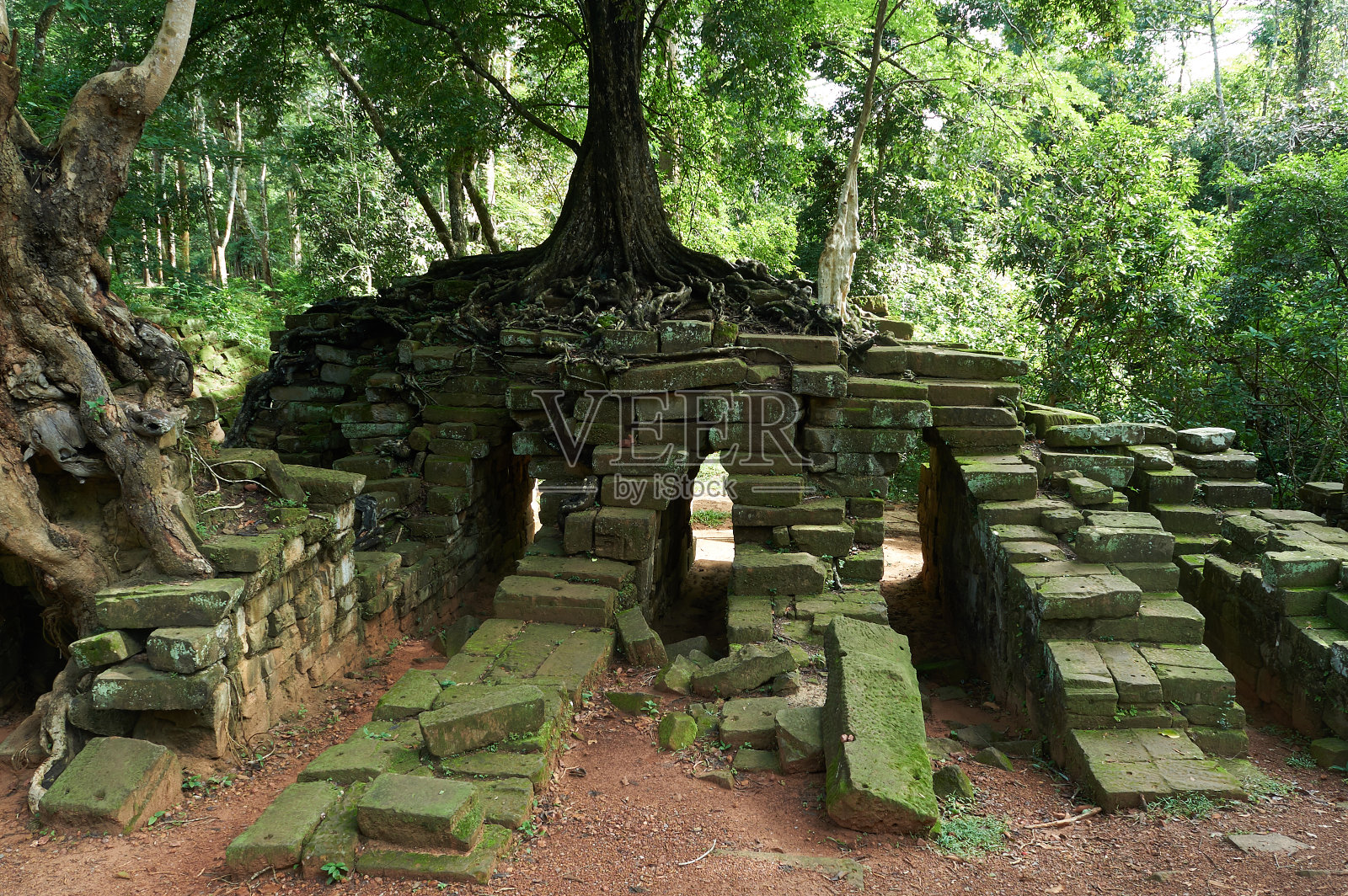 古老的结构之间的ta keo和ta prohm在暹粒柬埔寨照片摄影图片