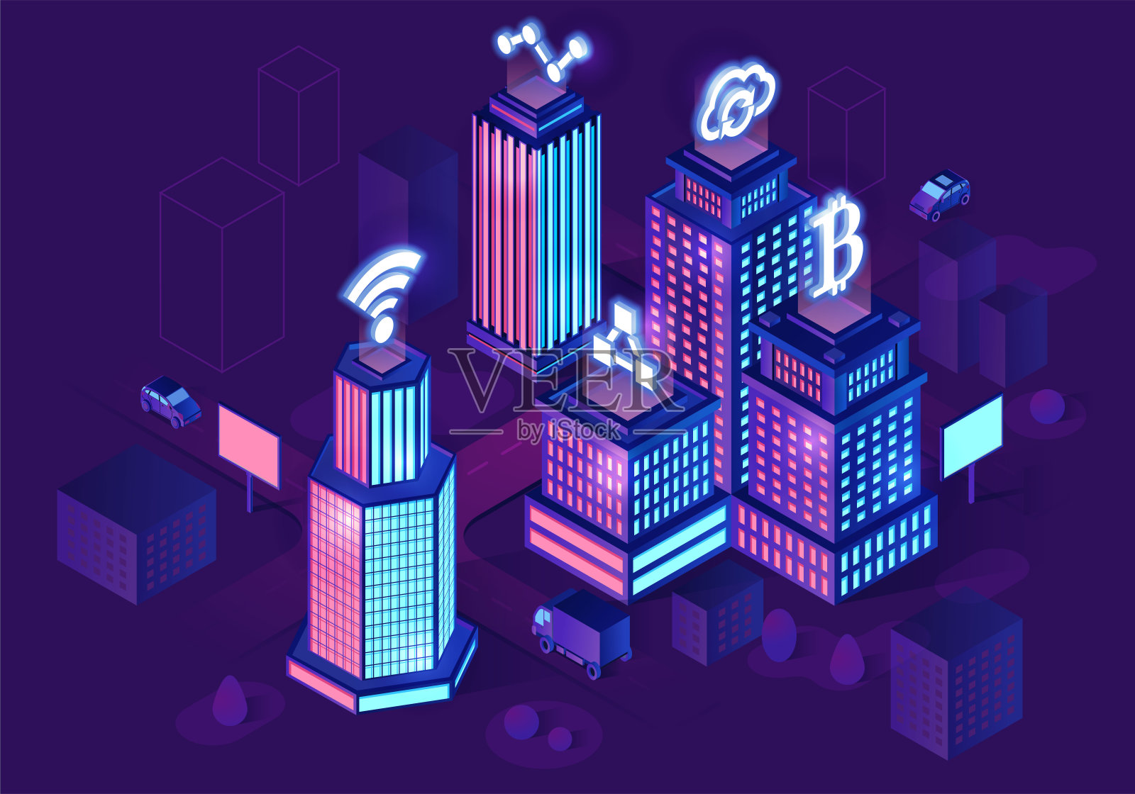 智能建筑的概念插画图片素材