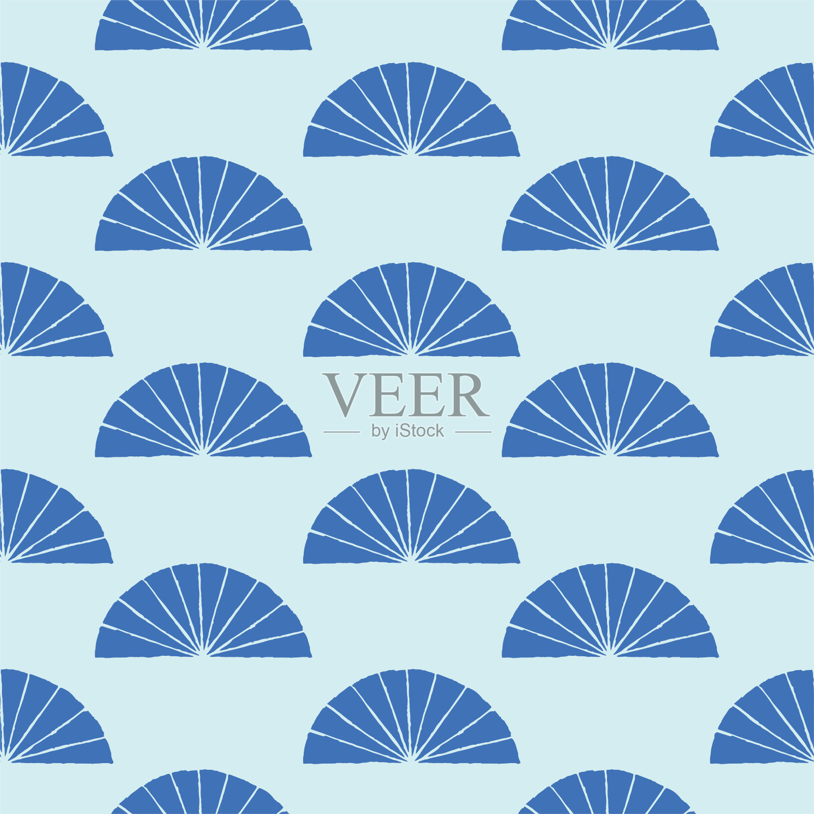 日本传统表面设计。矢量手绘无缝模式与风扇。插画图片素材