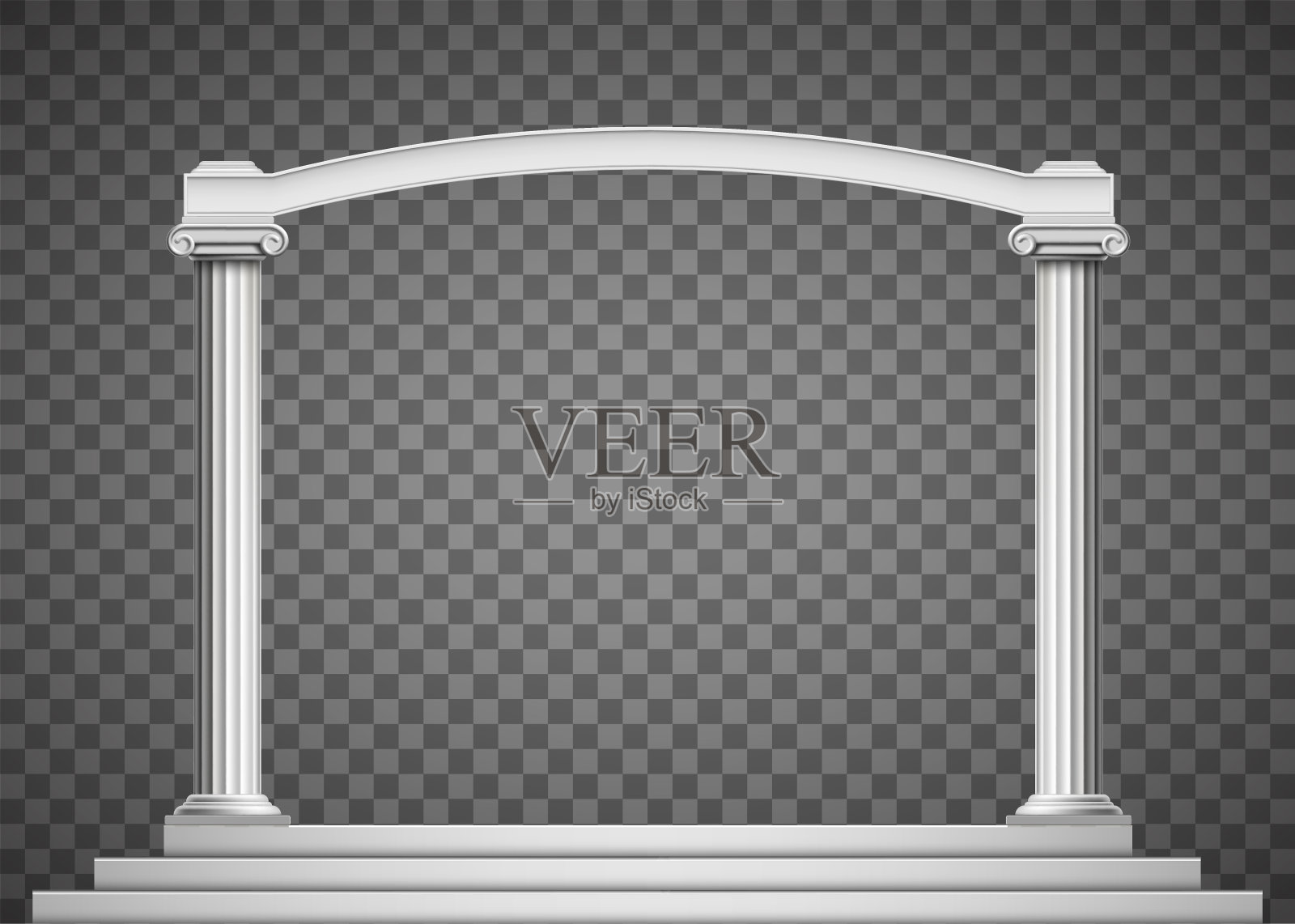 有拱形的古式柱子。孤立在透明背景上。插画图片素材