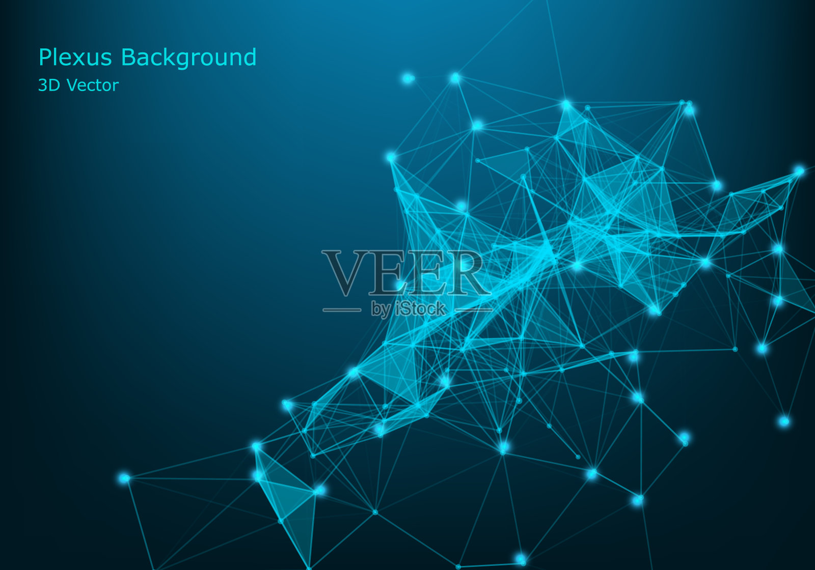 抽象向量粒子和直线。丛的效果。未来的插图。多边形网状结构。数据连接概念。插画图片素材