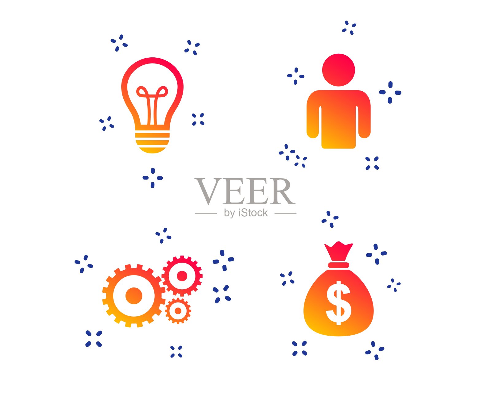 业务的迹象。人和灯泡的创意图标。向量图标素材