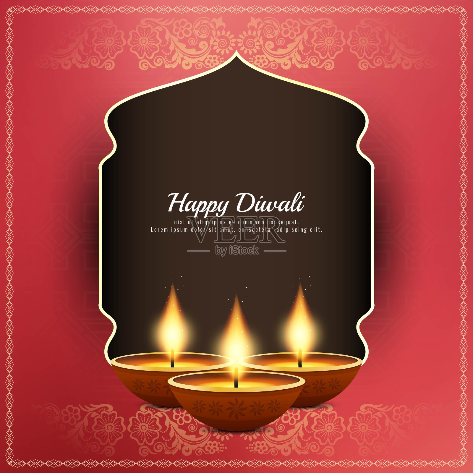 优雅的排灯节祝福背景设计模板素材