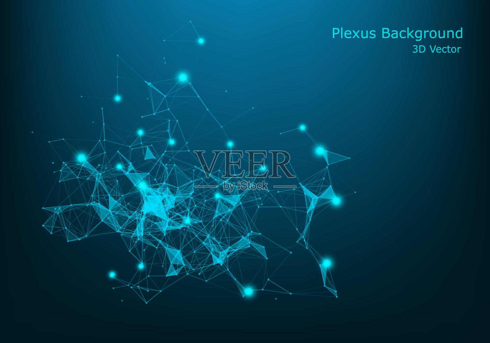 抽象矢量照明粒子和线。丛的效果。未来的矢量插图。多边形网络结构与透镜耀斑光线。数据连接概念。插画图片素材