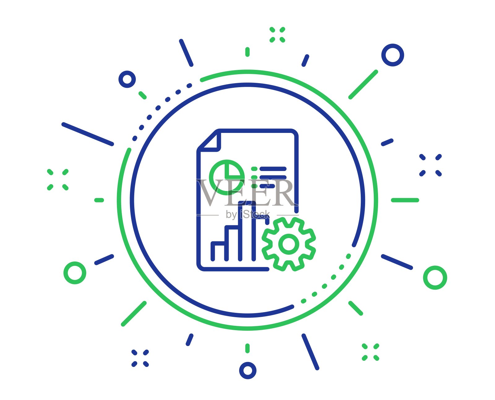 报告行图标。柱状图，饼状图符号。向量插画图片素材