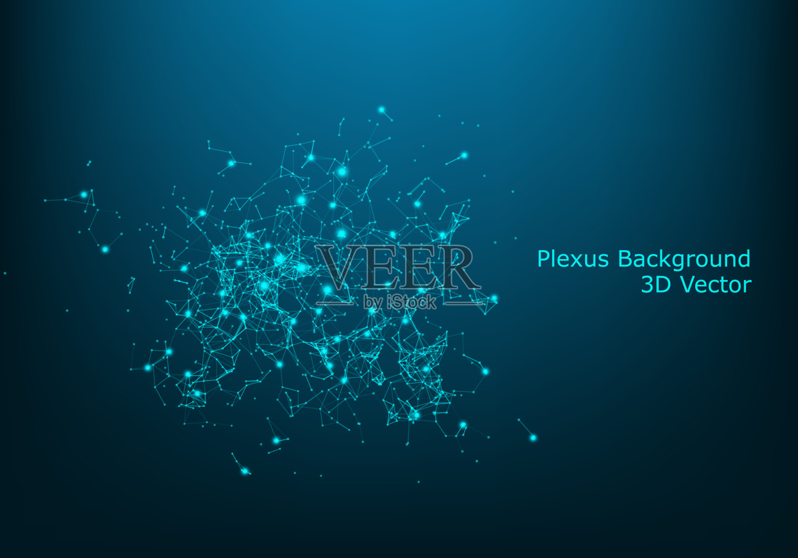 抽象矢量照明粒子和线。丛的效果。未来的矢量插图。多边形网络结构与透镜耀斑光线。数据连接概念。插画图片素材