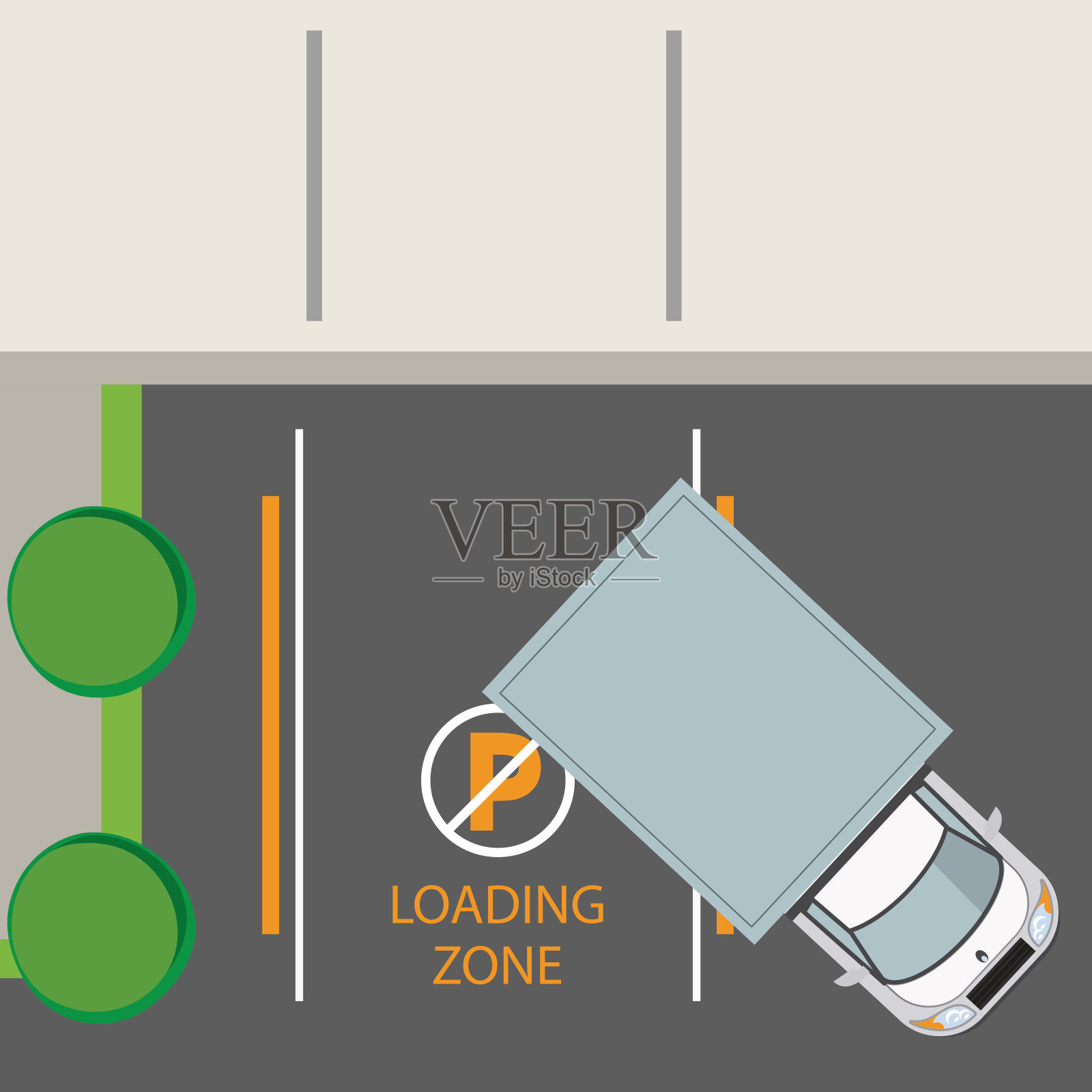 停车区全景图插画图片素材