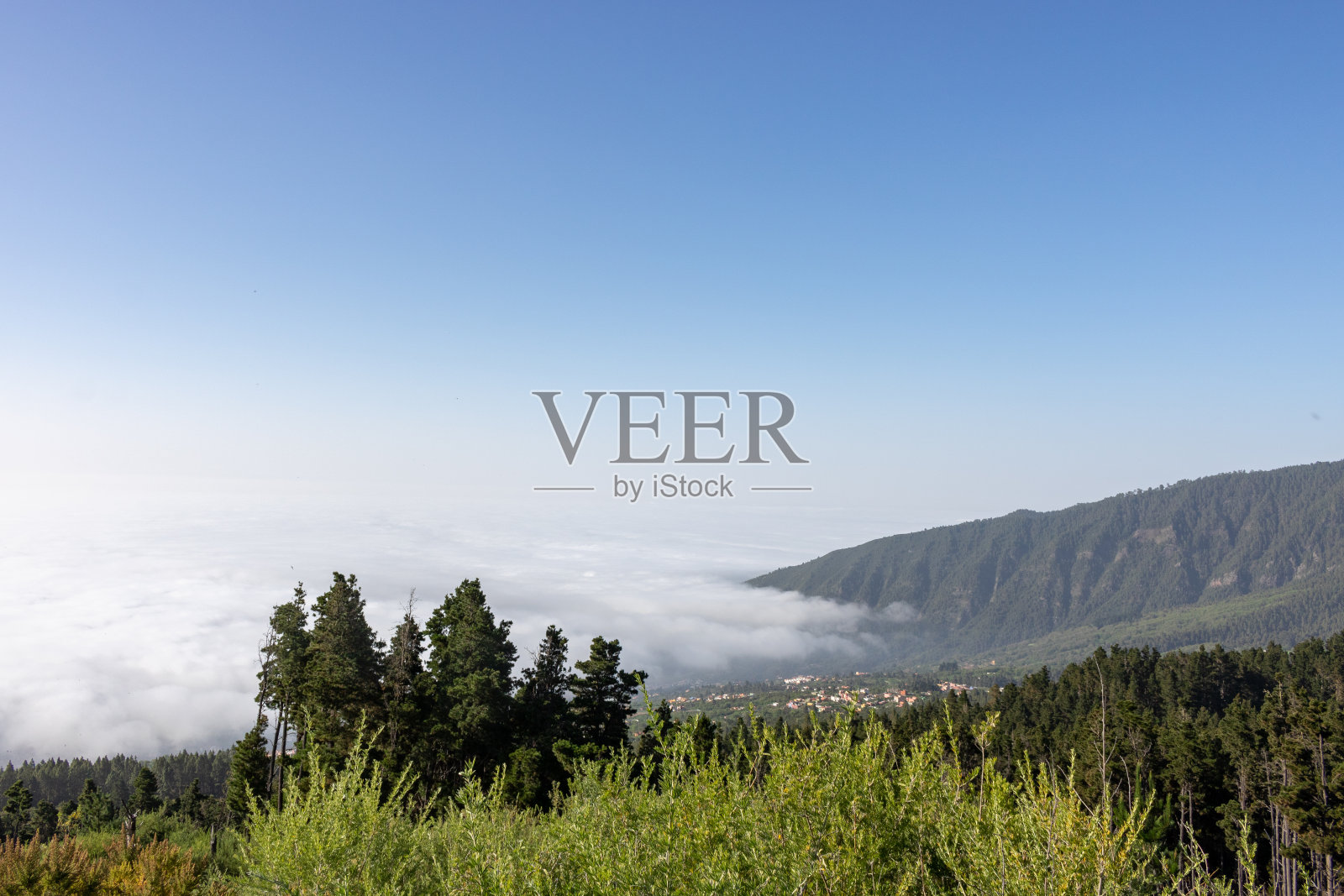 西班牙特内里费岛云层之上的山道照片摄影图片