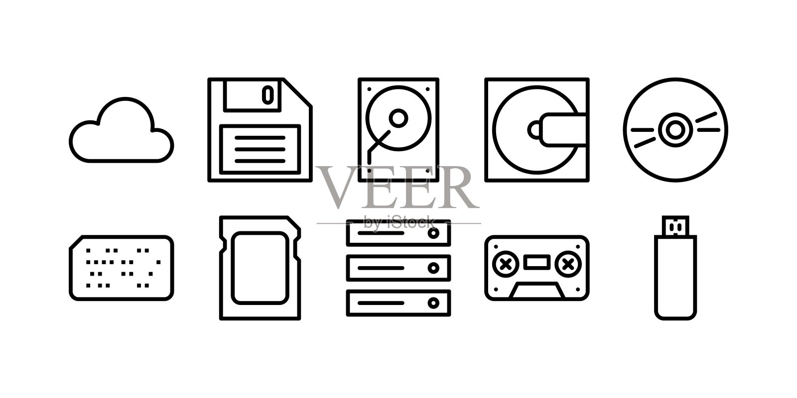 存储线路图标集插画图片素材