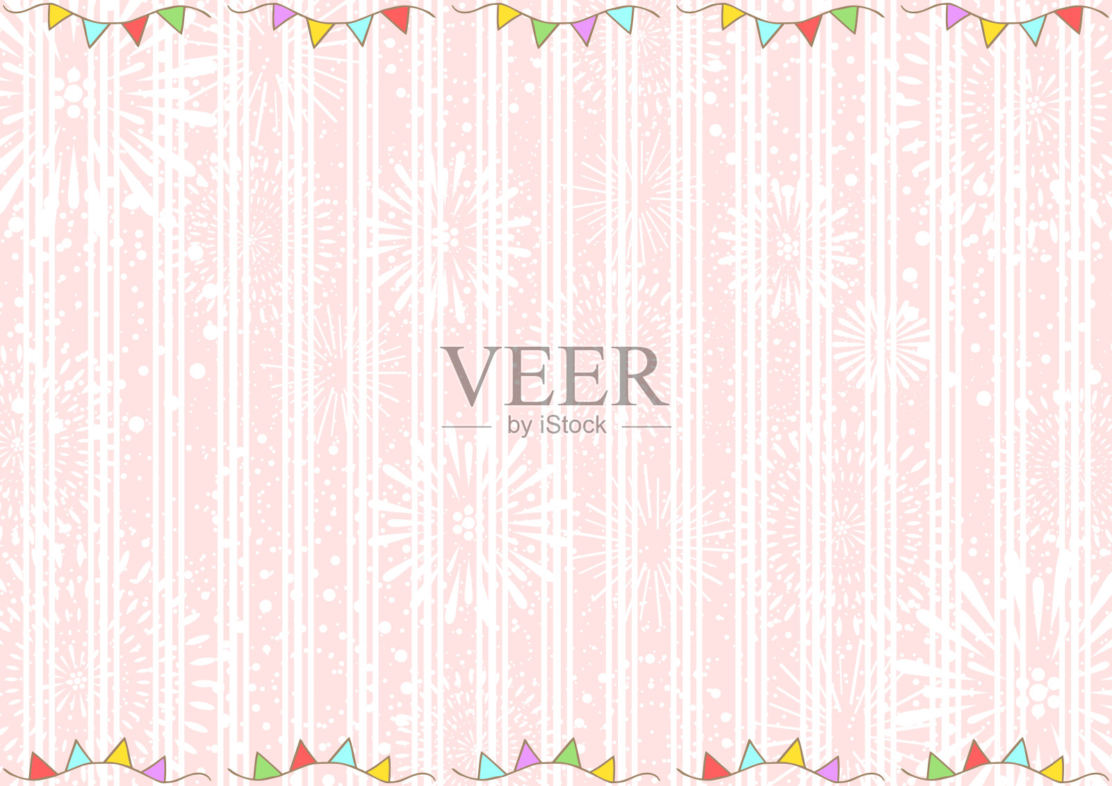 旗帜花环框架和可爱的背景插画图片素材