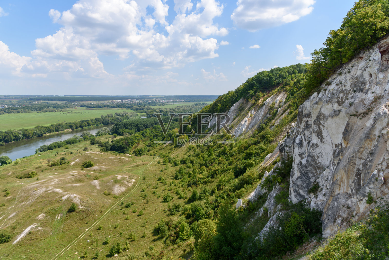 俄罗斯沃罗涅日地区的白垩山脉。村Storozhevoe照片摄影图片