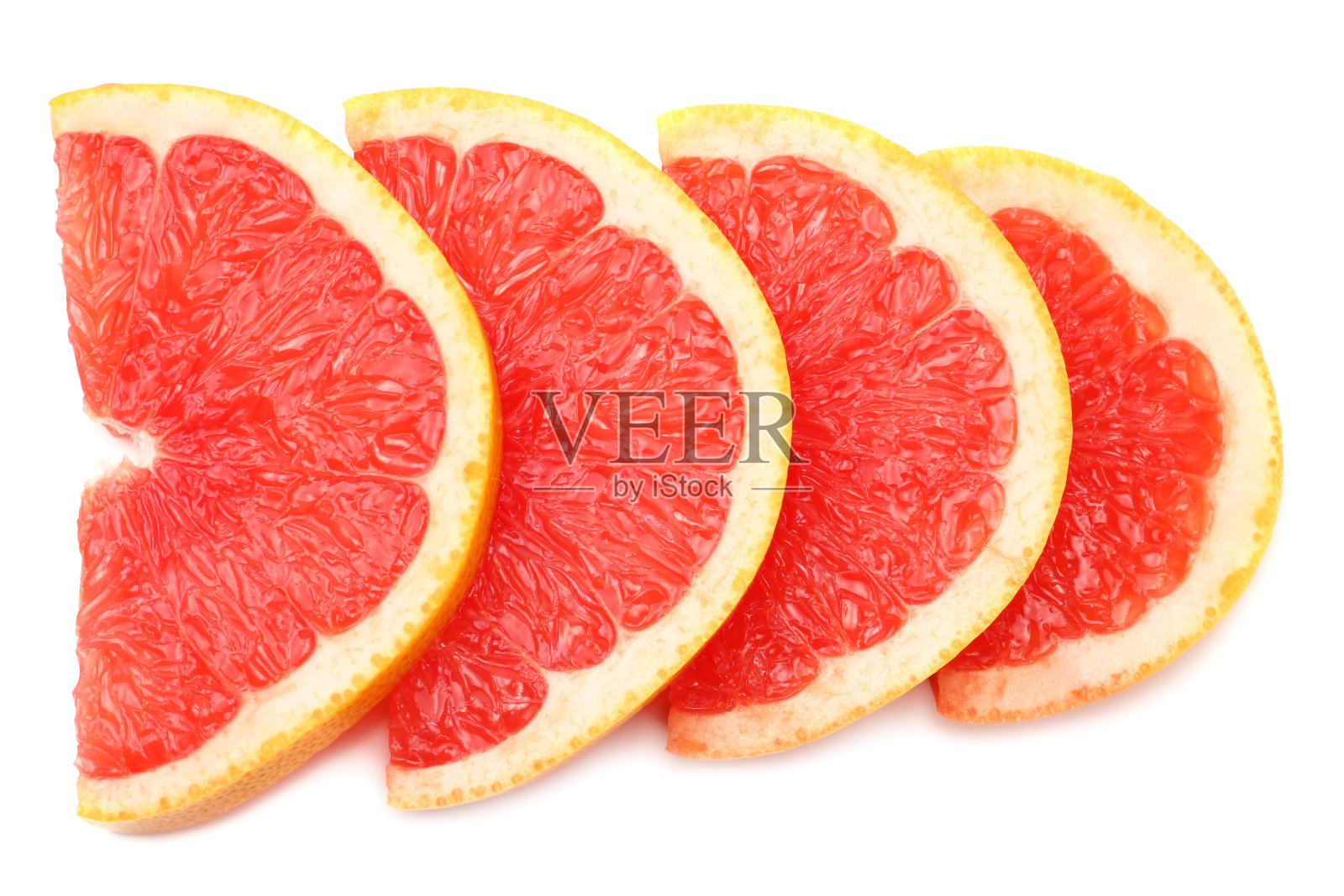 健康食品。切片柚子孤立在白色背景。俯视图照片摄影图片