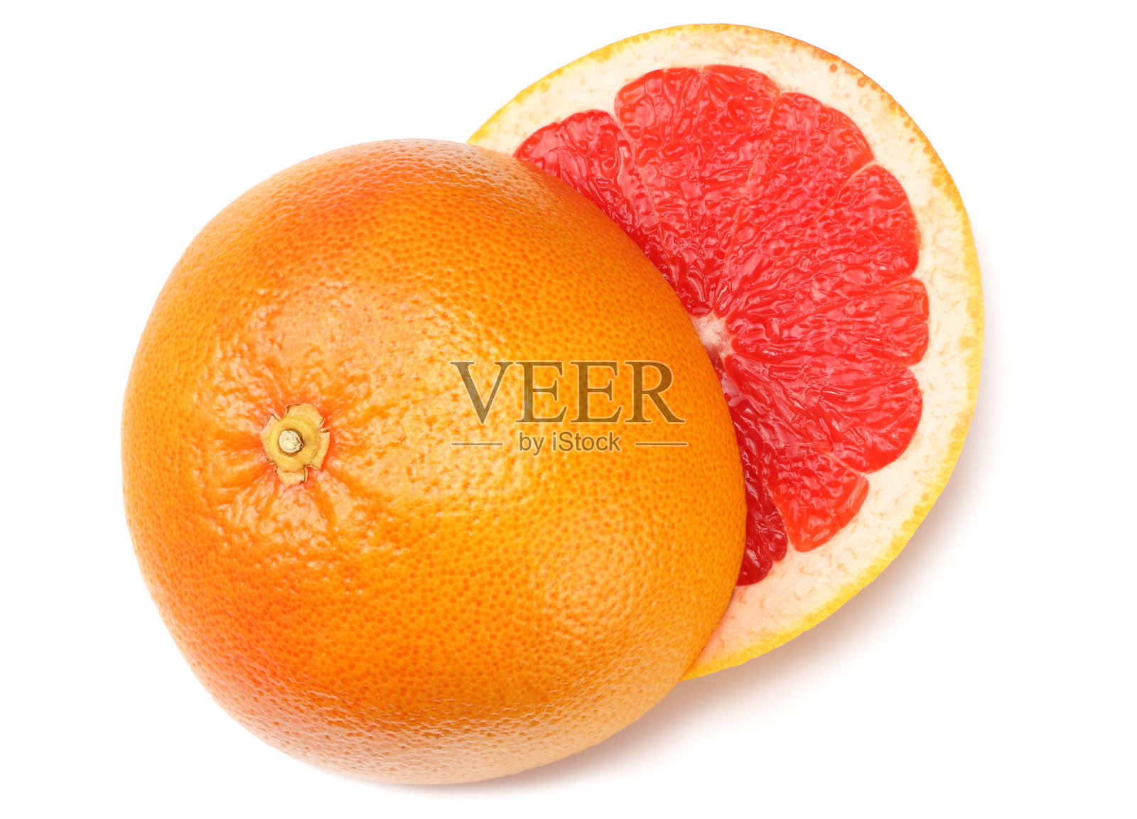 健康食品。切片柚子孤立在白色背景。俯视图照片摄影图片