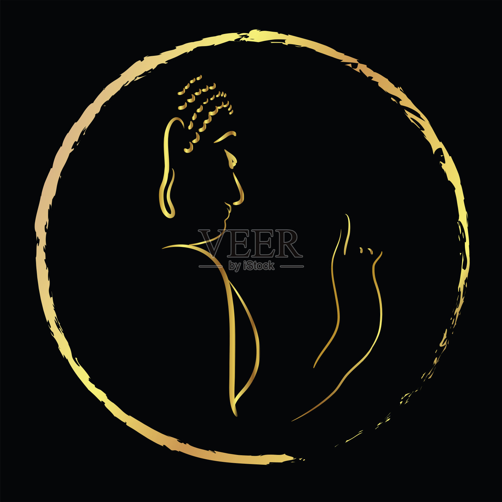 金佛头，金镶边元素插画图片素材