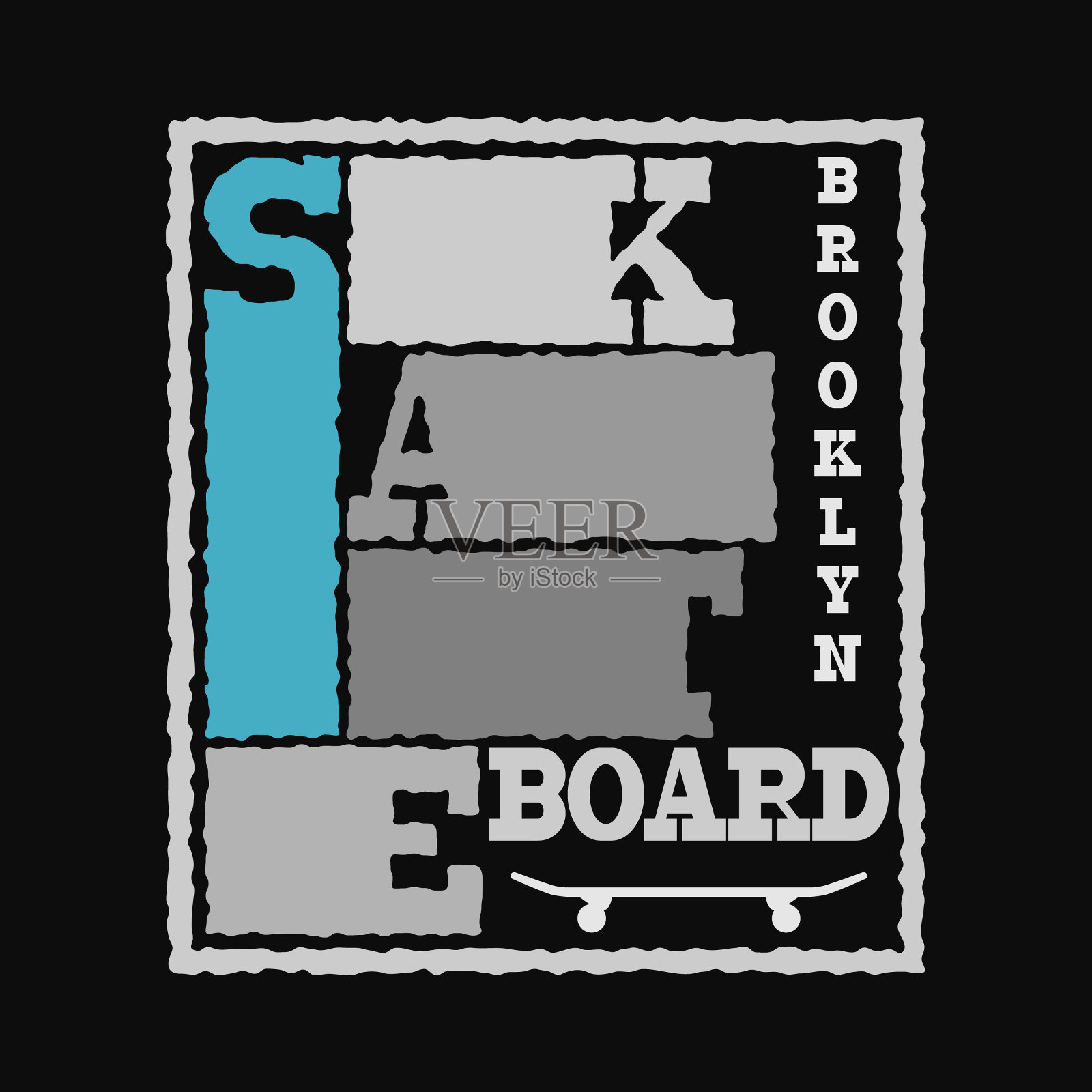 滑板印刷图形在复古风格。插画图片素材