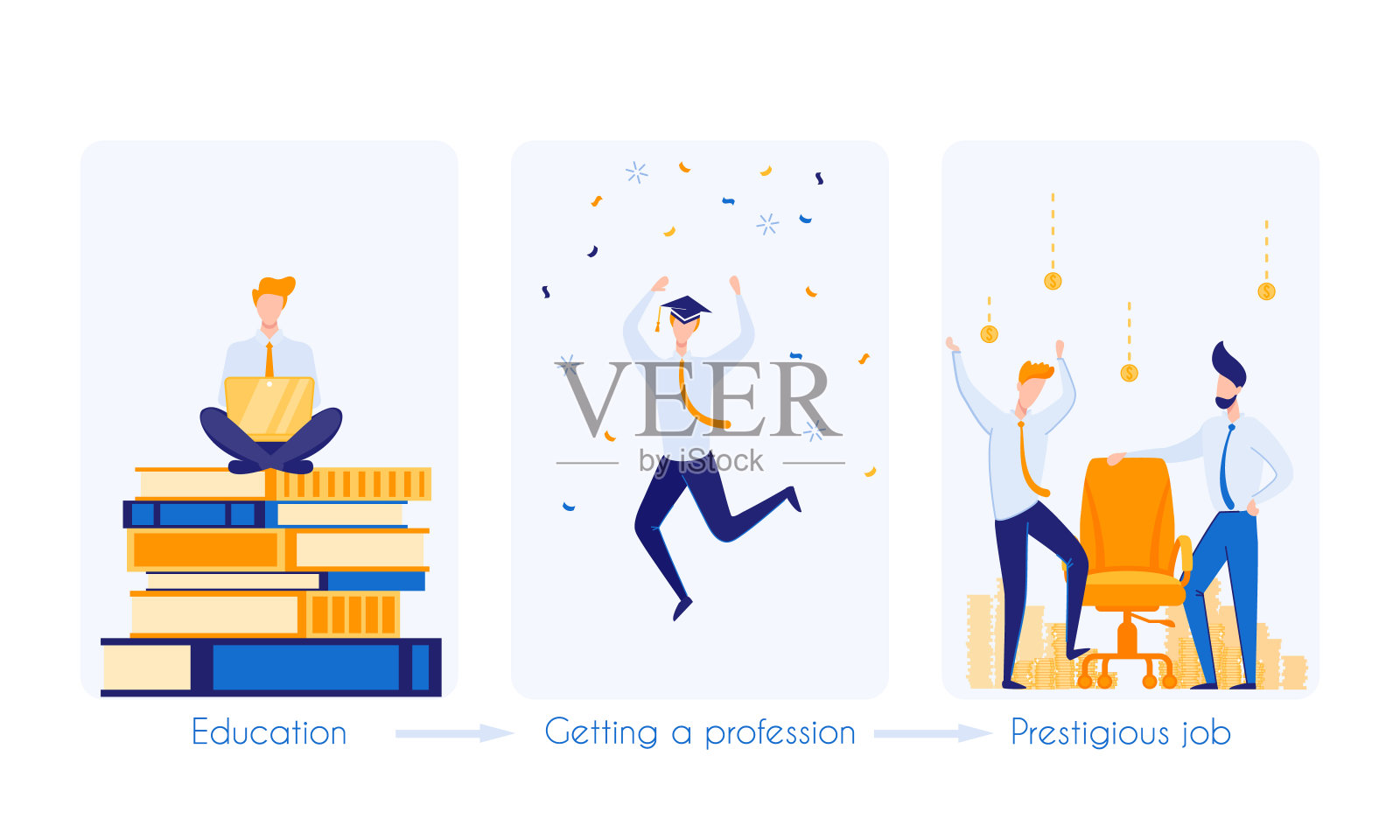 通往著名职业的道路。著名的工作。插画图片素材