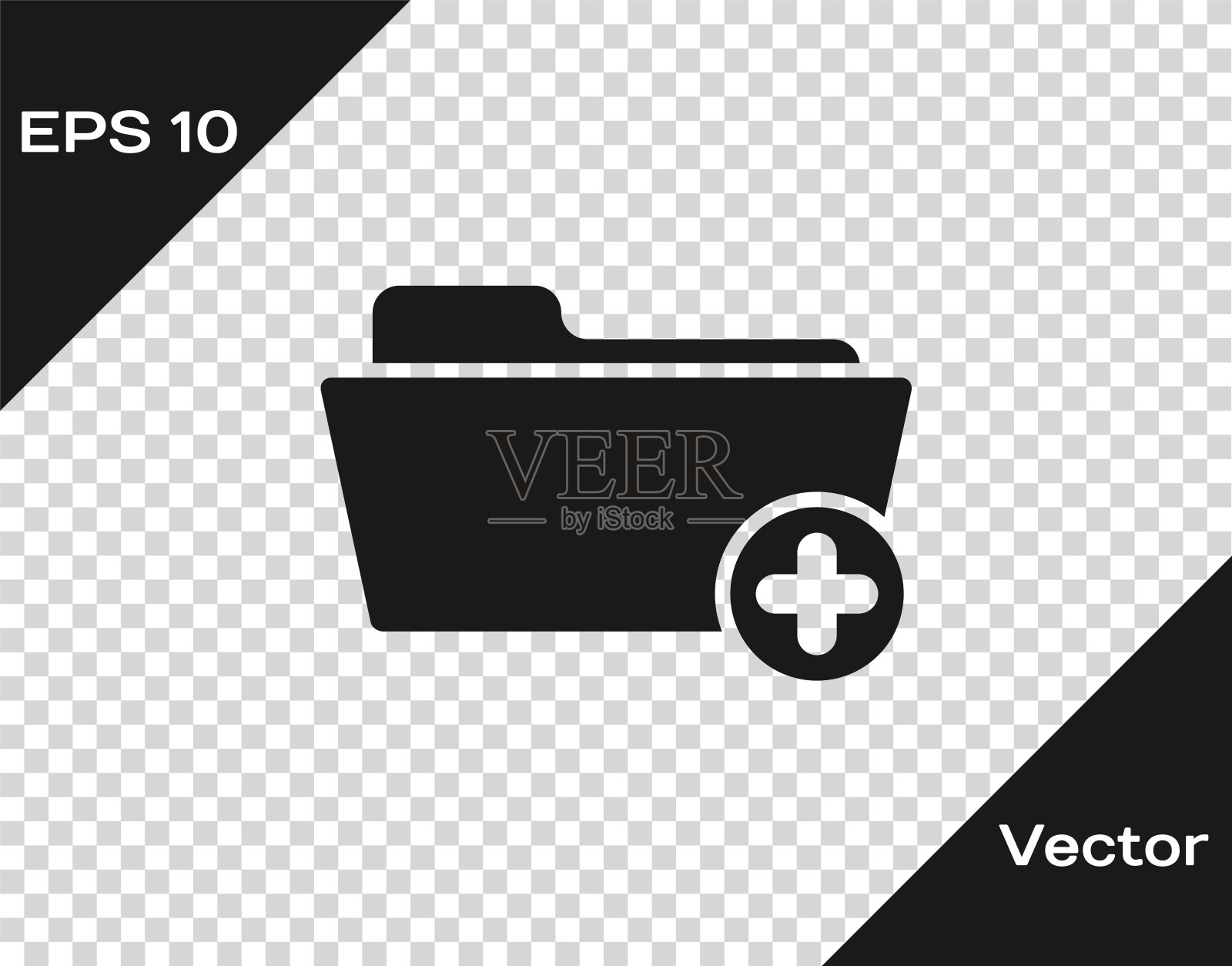 灰色医疗健康记录文件夹，医疗保健图标隔离在透明背景上。病人文件图标。病史的象征。矢量图插画图片素材