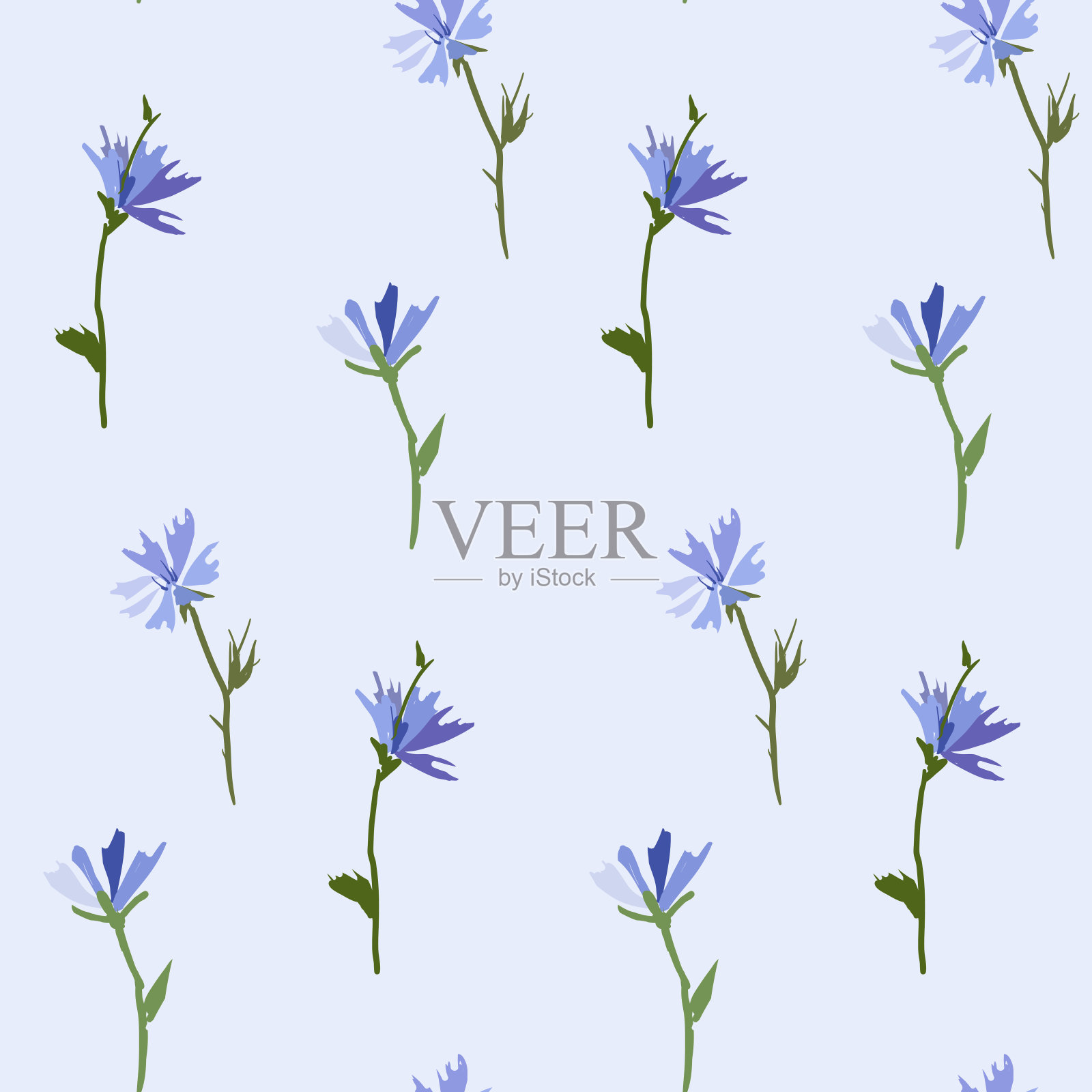 矢车菊无缝模式插画图片素材
