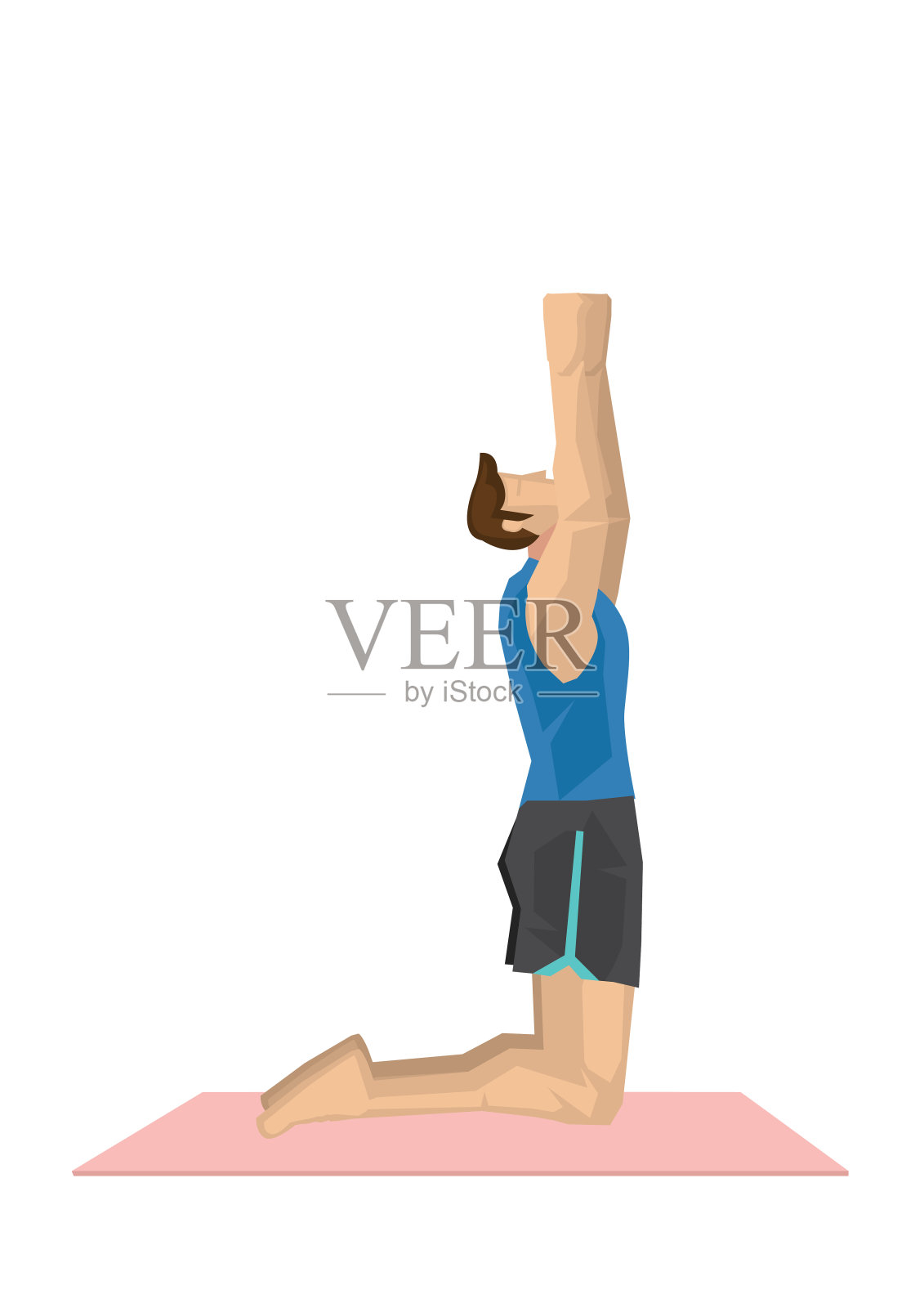 一个强壮的男人练习瑜伽的插图插画图片素材