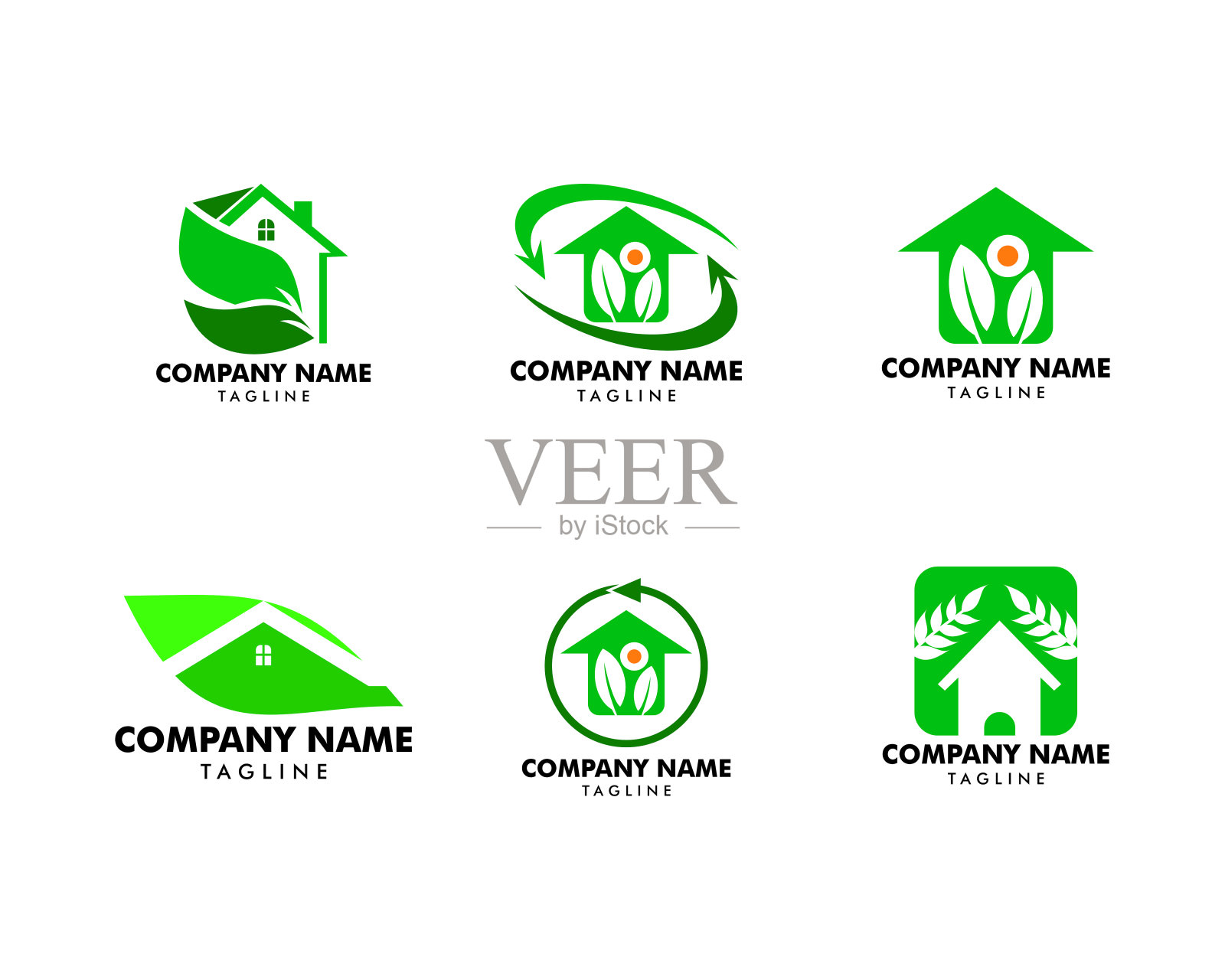 一套树叶和温室模板插画图片素材