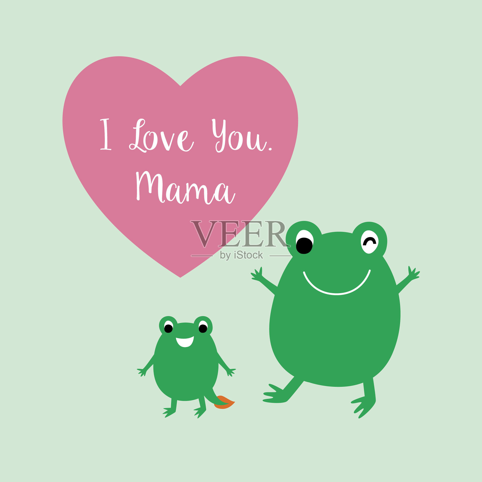 可爱的青蛙母亲节贺卡插画图片素材