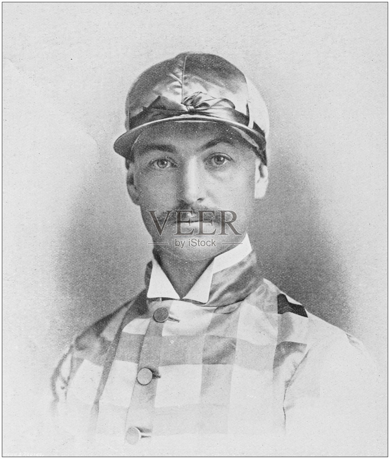 古董古董黑白照片:赛马骑师肖像照片摄影图片