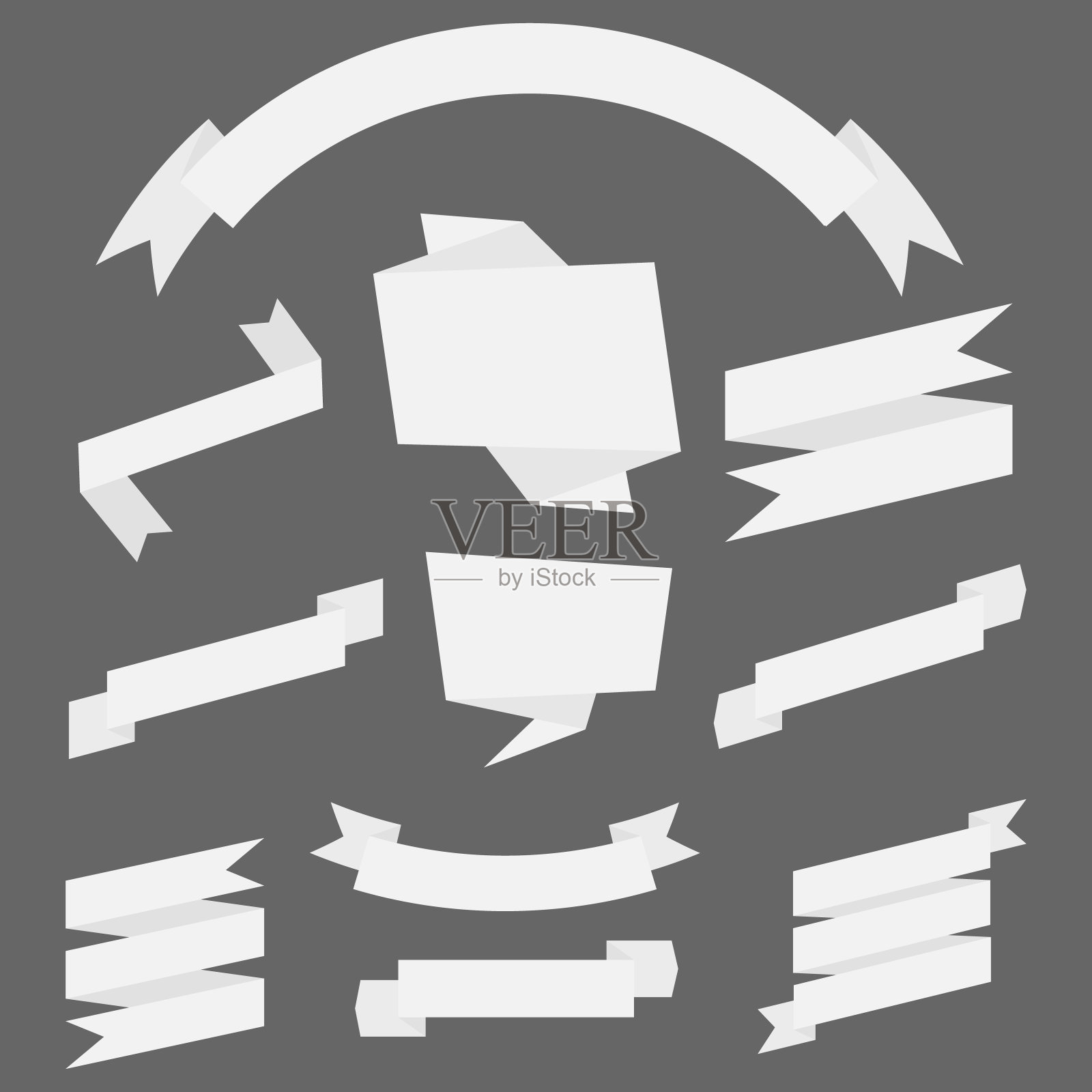 一套丝带横幅插画图片素材