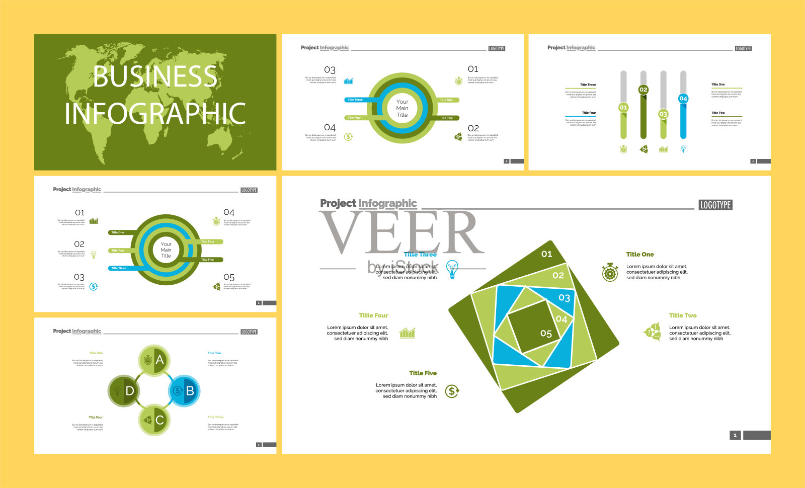 业务演示幻灯片模板设计集插画图片素材