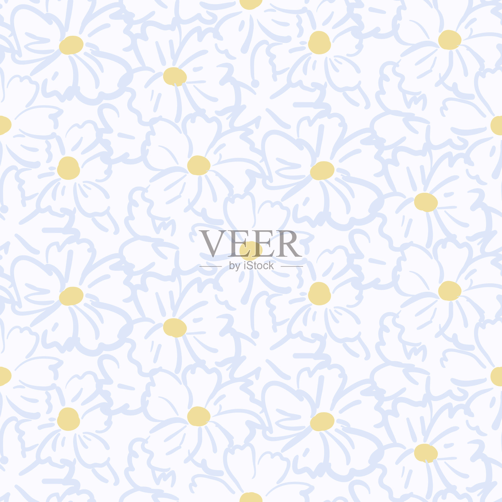 洋甘菊无缝模式插画图片素材