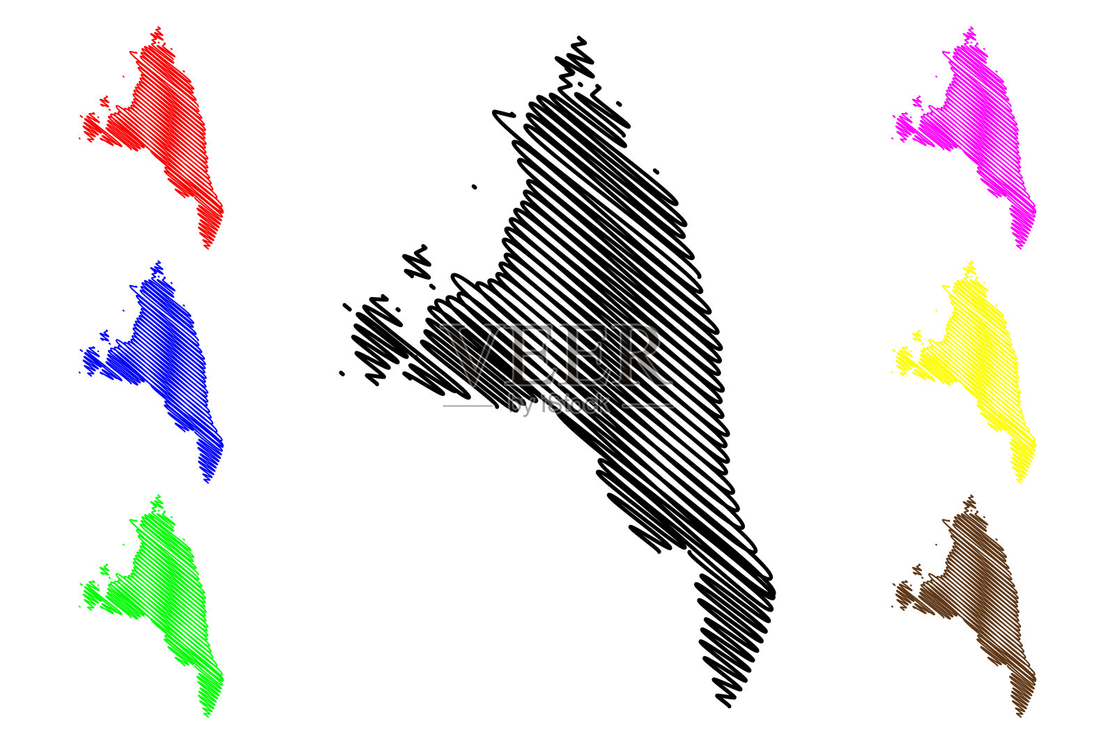 Antsiranana省(马达加斯加省，马达加斯加共和国)地图矢量插图，Antsiranana地图草稿插画图片素材