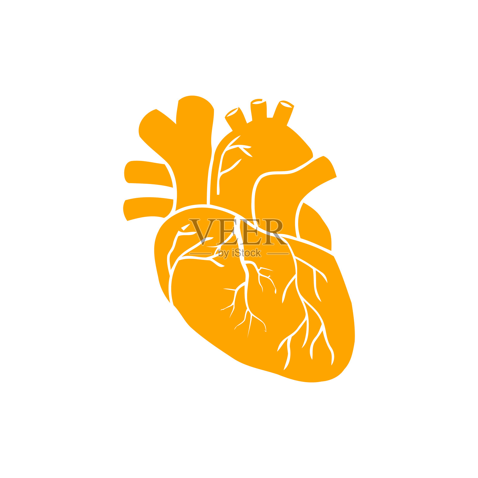 心脏，人类，向量，医疗，脉搏，跳动，波，心跳橙色的颜色图标插画图片素材