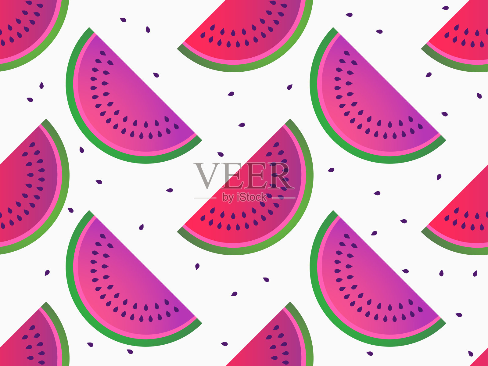 西瓜片无缝图案。夏天的背景。矢量图插画图片素材