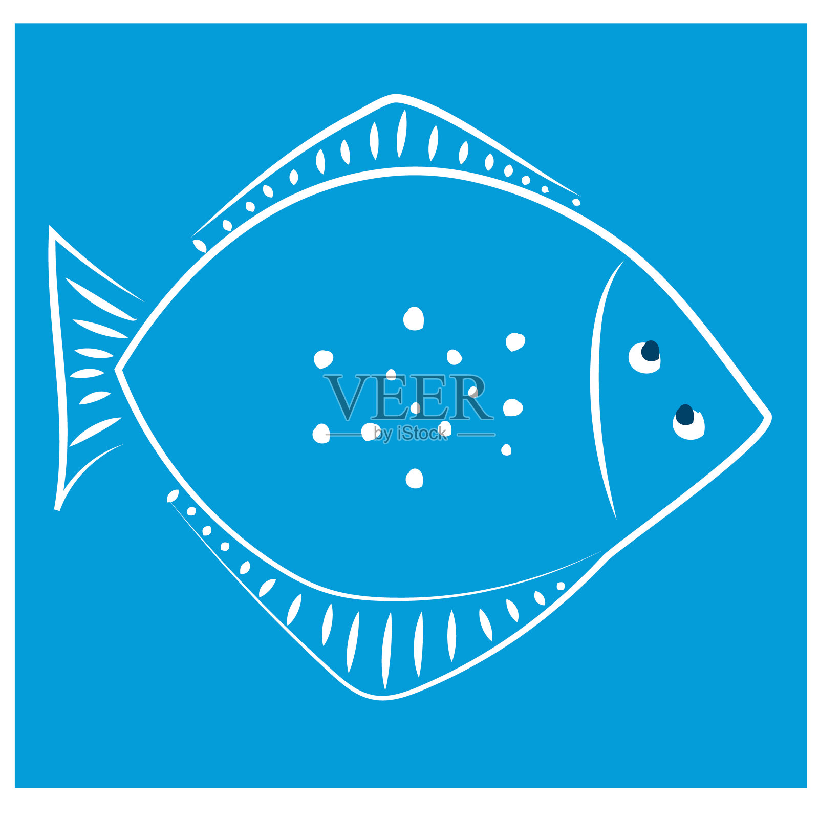 蓝鱼平面插图设计插画图片素材