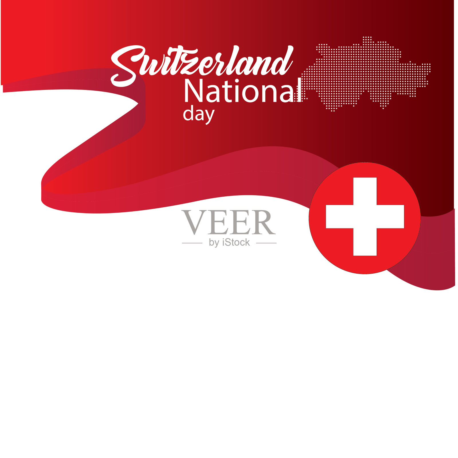 瑞士国旗，快乐的瑞士国庆日-向量插画图片素材