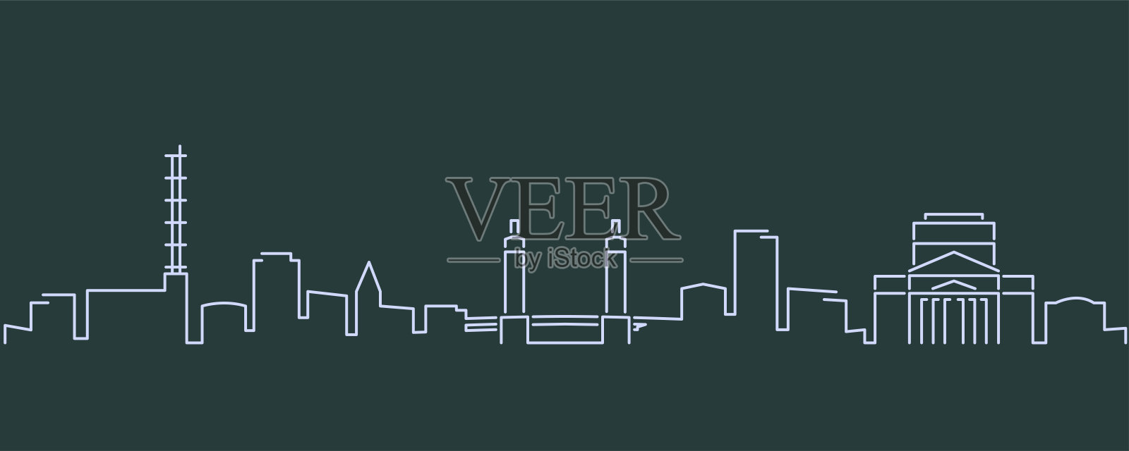 杜伊斯堡单线天际线轮廓插画图片素材