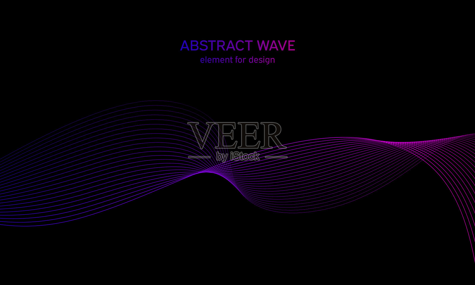 抽象的波浪元件设计。数字频率跟踪均衡器。程式化的线条艺术背景。使用混合工具创建彩色闪亮的波浪线。曲线波浪形线条，平滑条纹插画图片素材