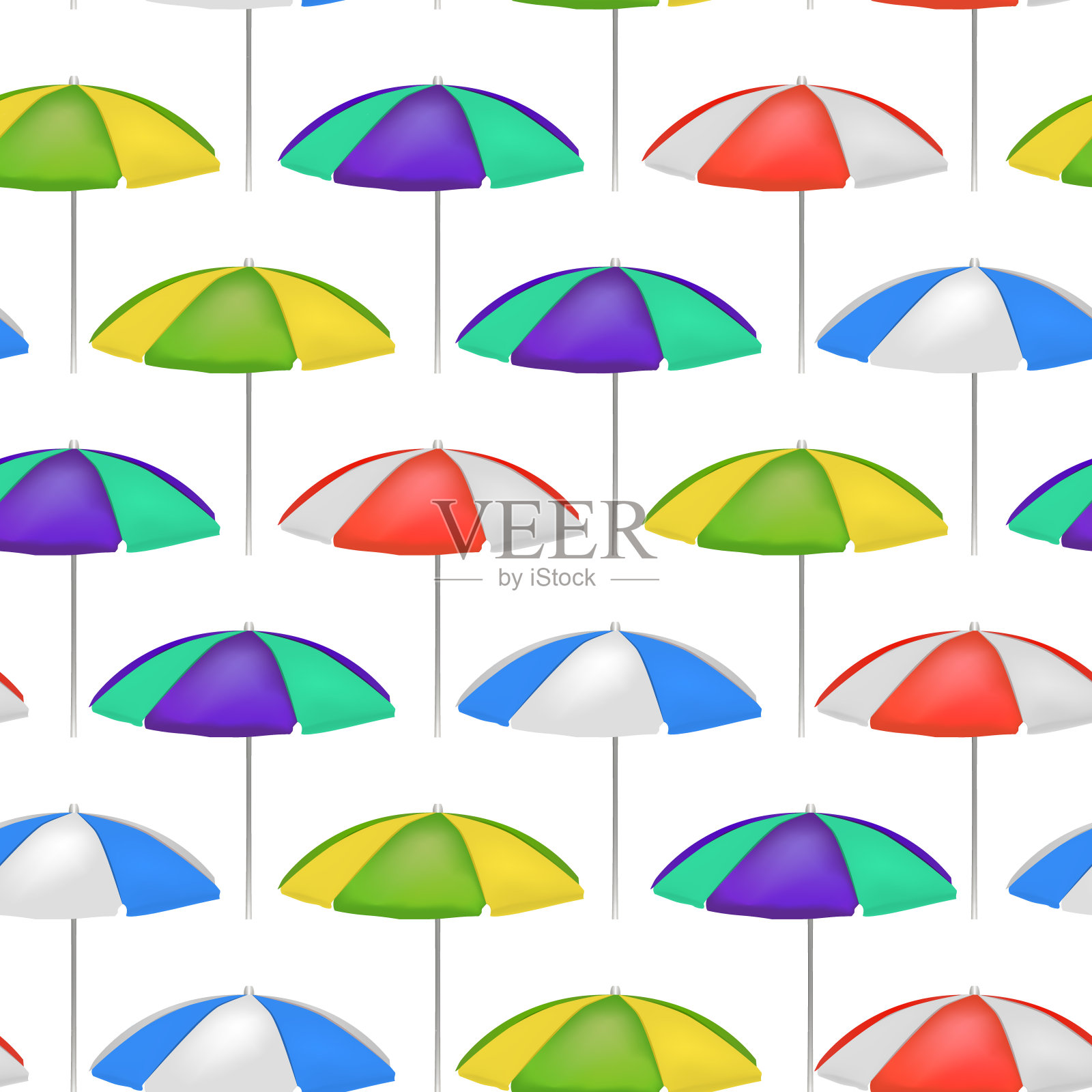 逼真详细的3d伞无缝模式背景。向量插画图片素材
