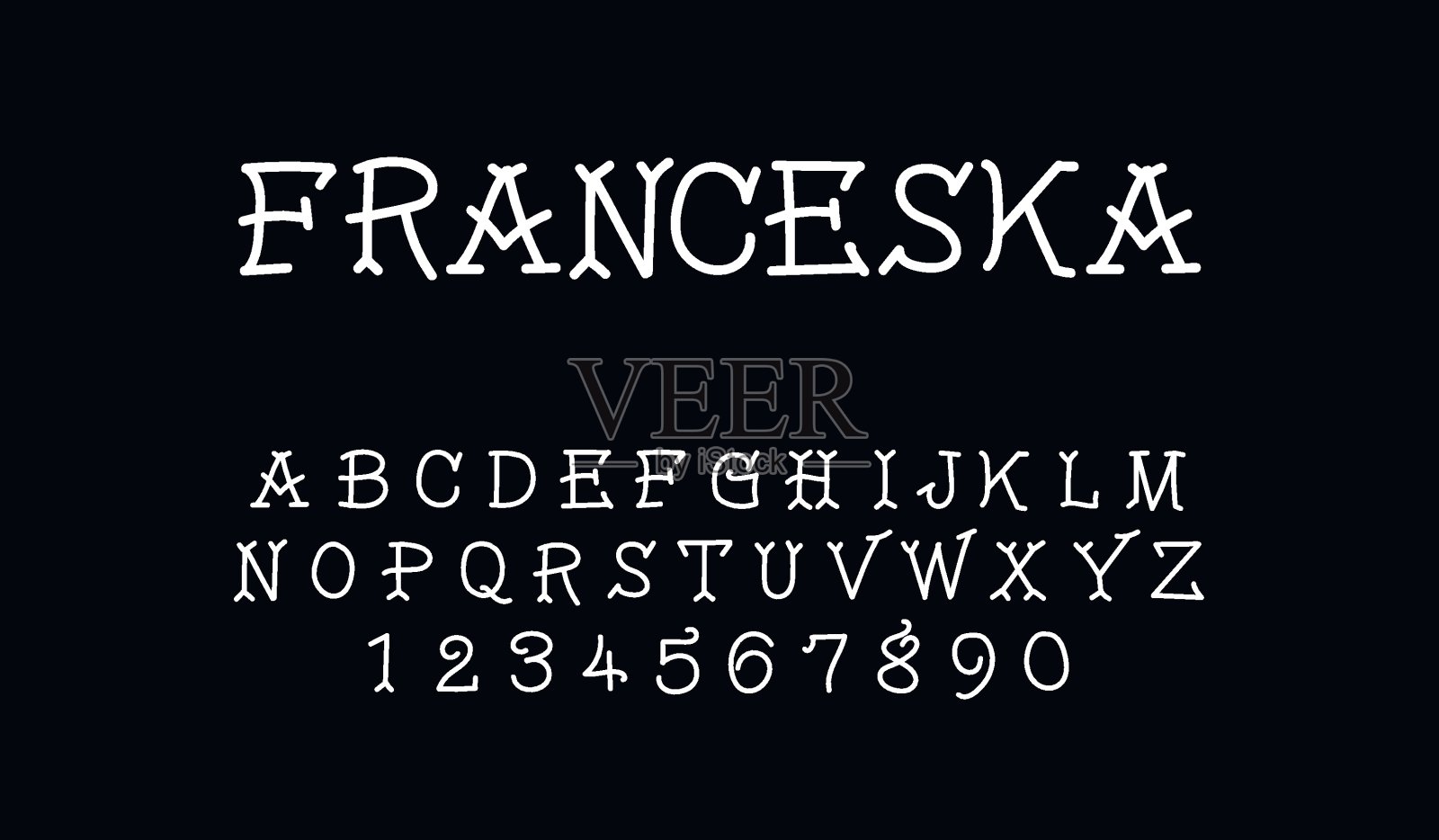 时髦的字体。简约风格的字母。插画图片素材