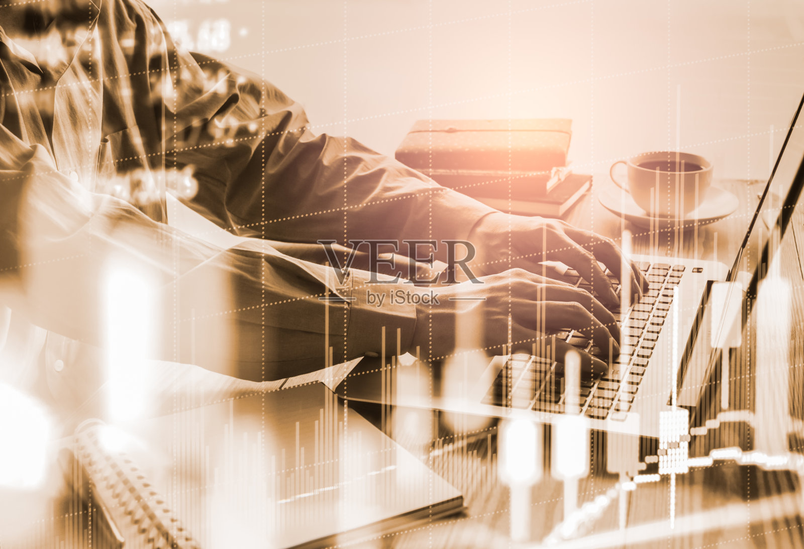 股票市场或外汇交易图形和烛台图表适合金融投资的概念。经济趋势背景的商业理念和所有的艺术作品设计。抽象的金融背景。照片摄影图片