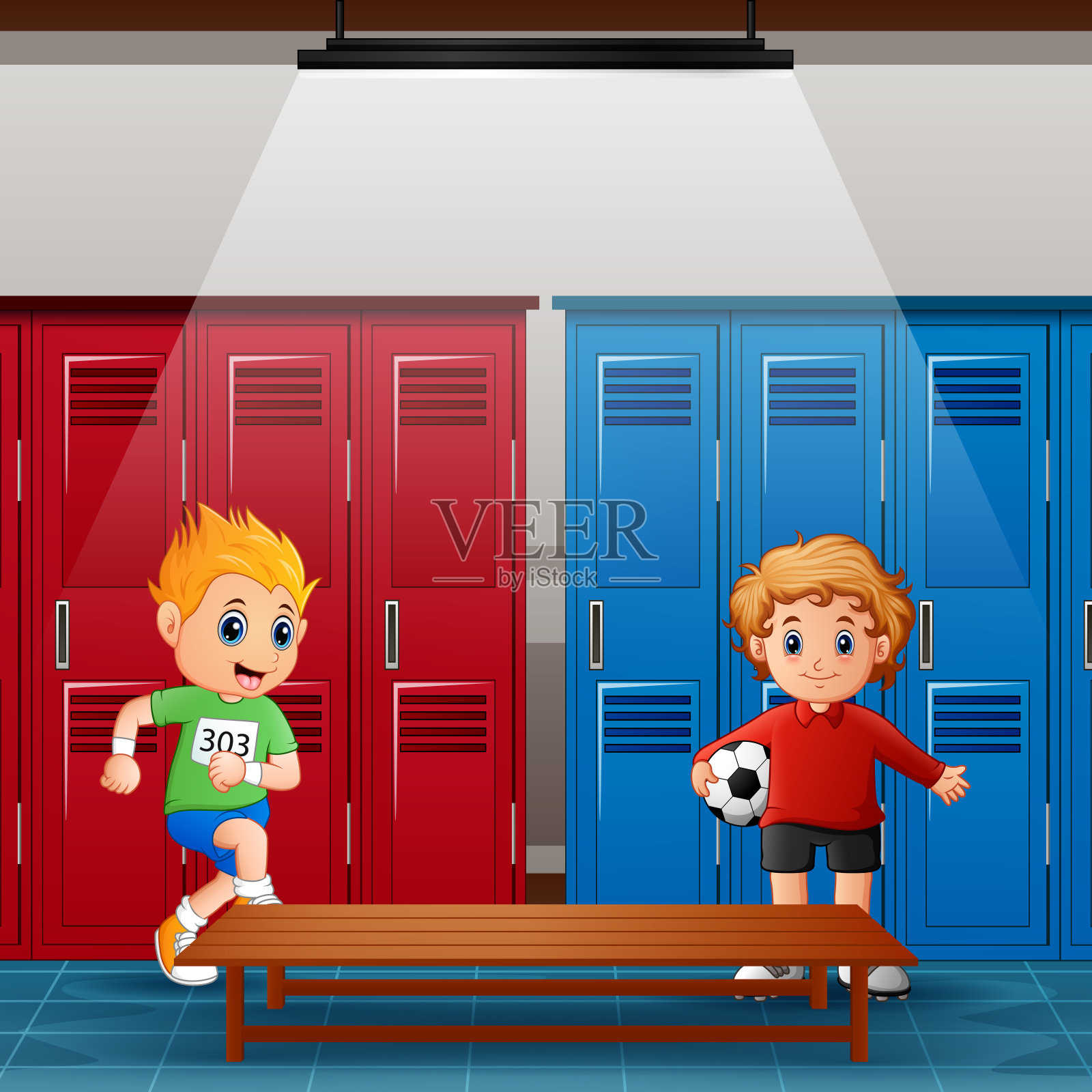学生们在更衣室活动后插画图片素材