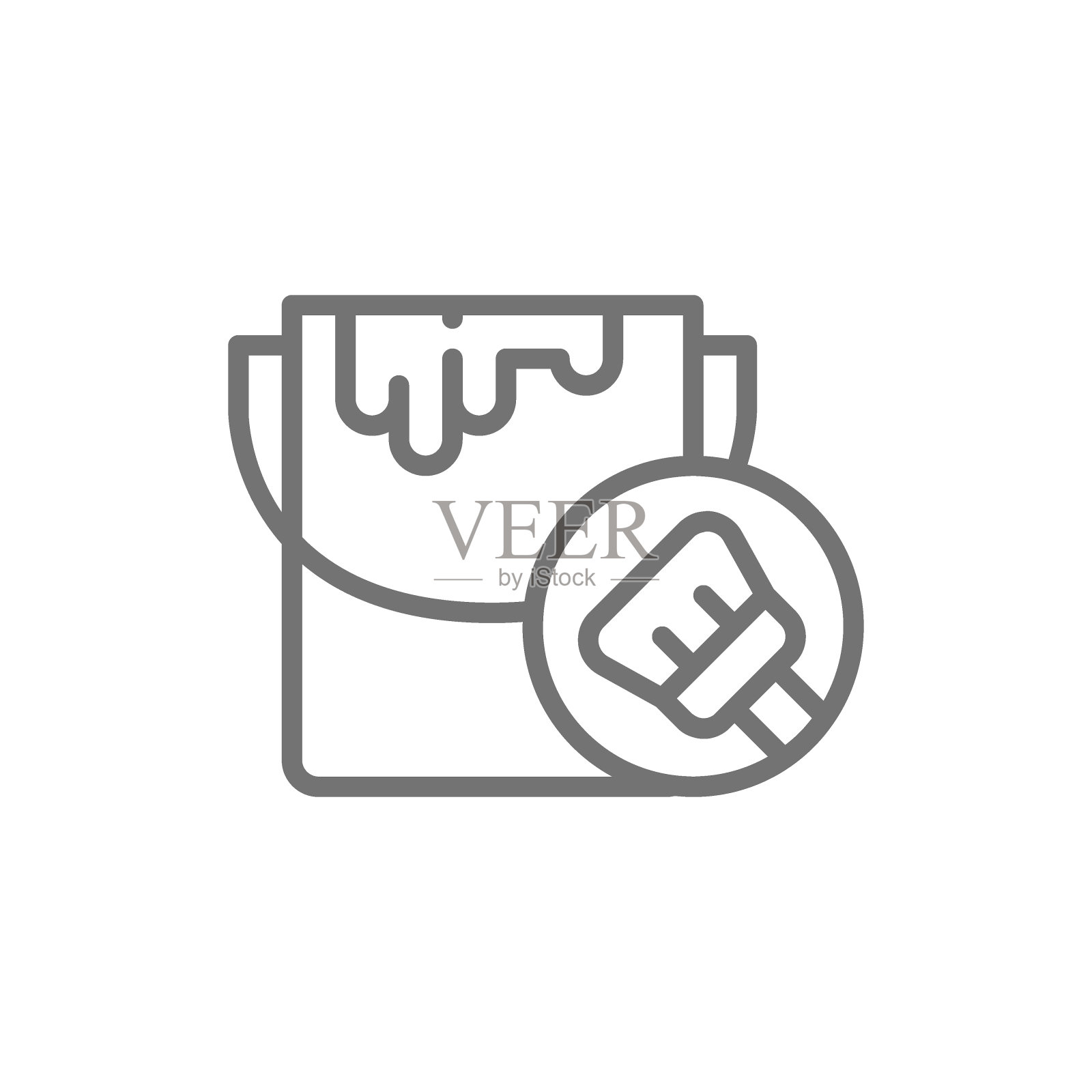 油漆桶，油漆罐，油漆刷线图标。图标素材