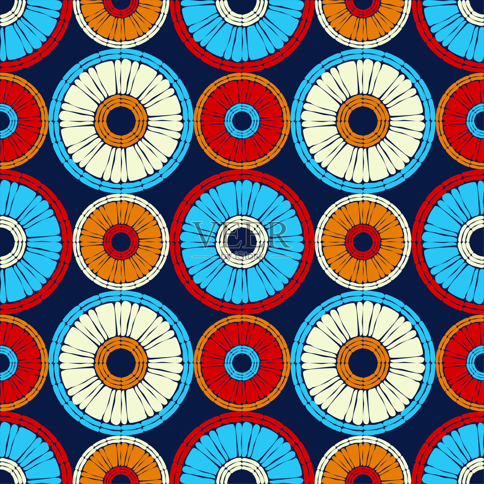 波点无缝图案。民族人物的马赛克。图案纹理。插画图片素材