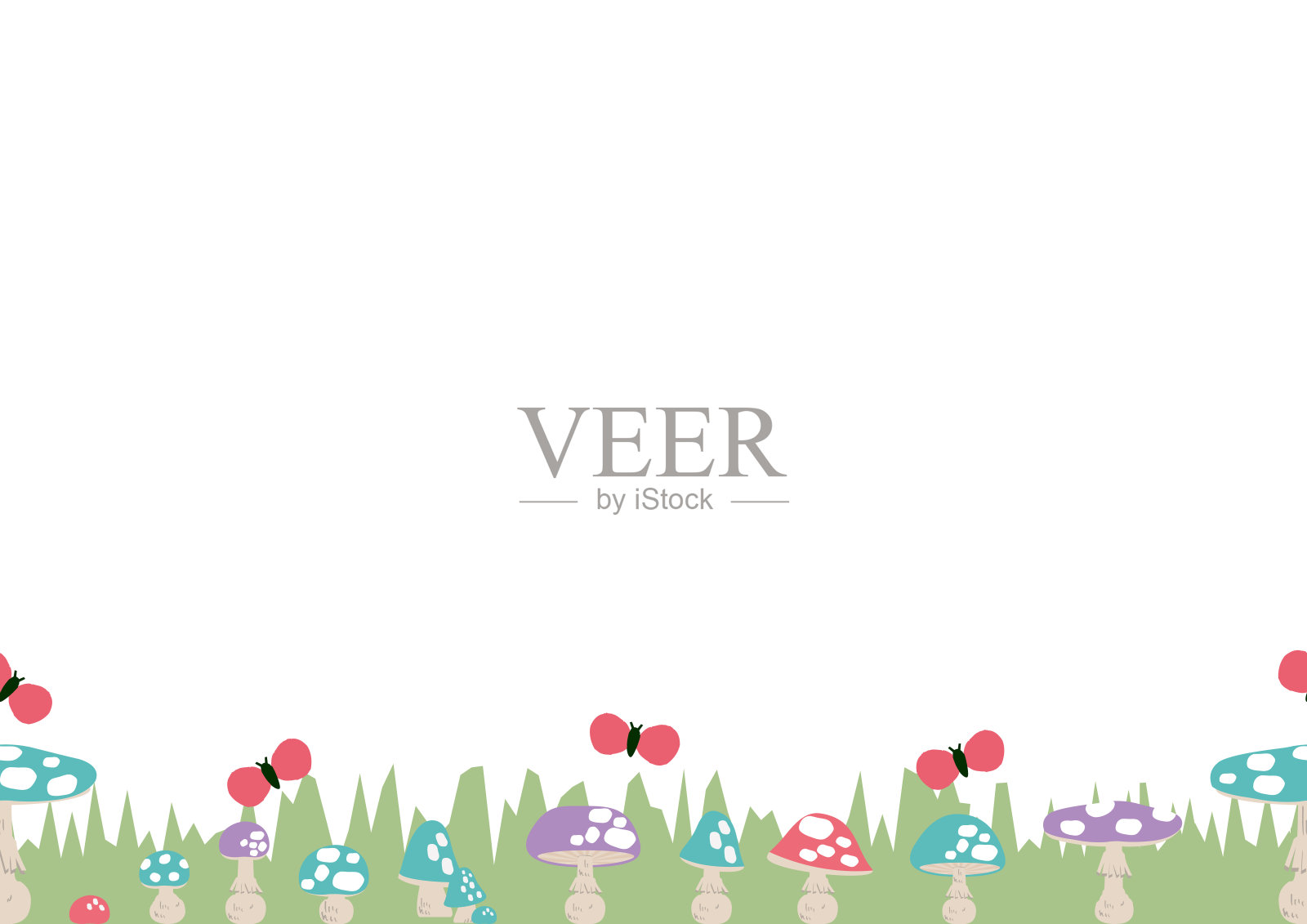 无缝模式的蘑菇。红色蘑菇壁纸。插画图片素材