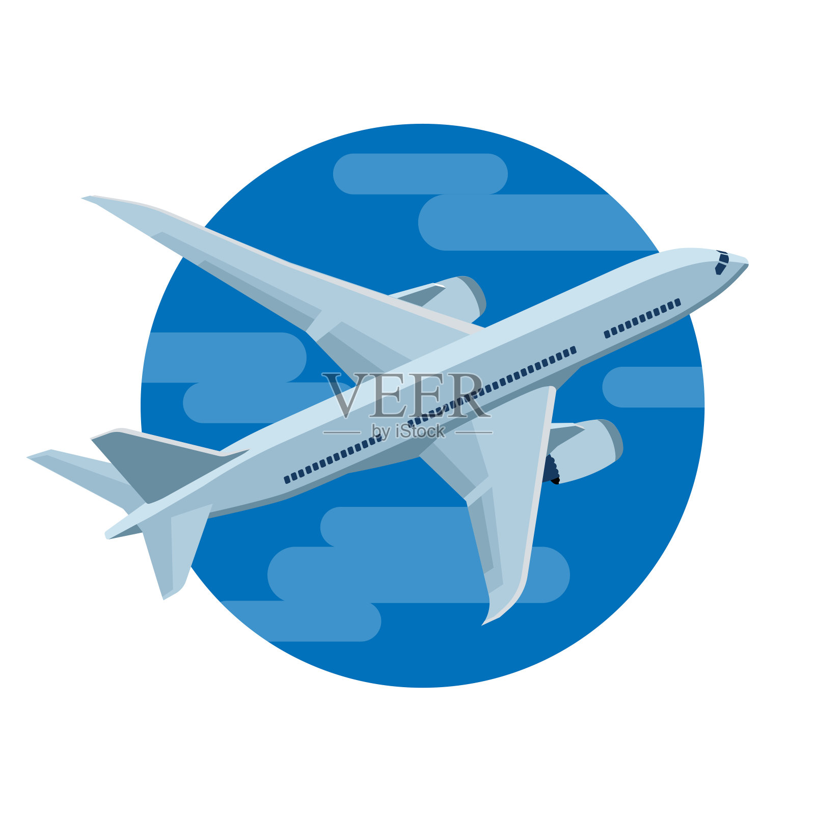 飞机在天空中飞行插画图片素材