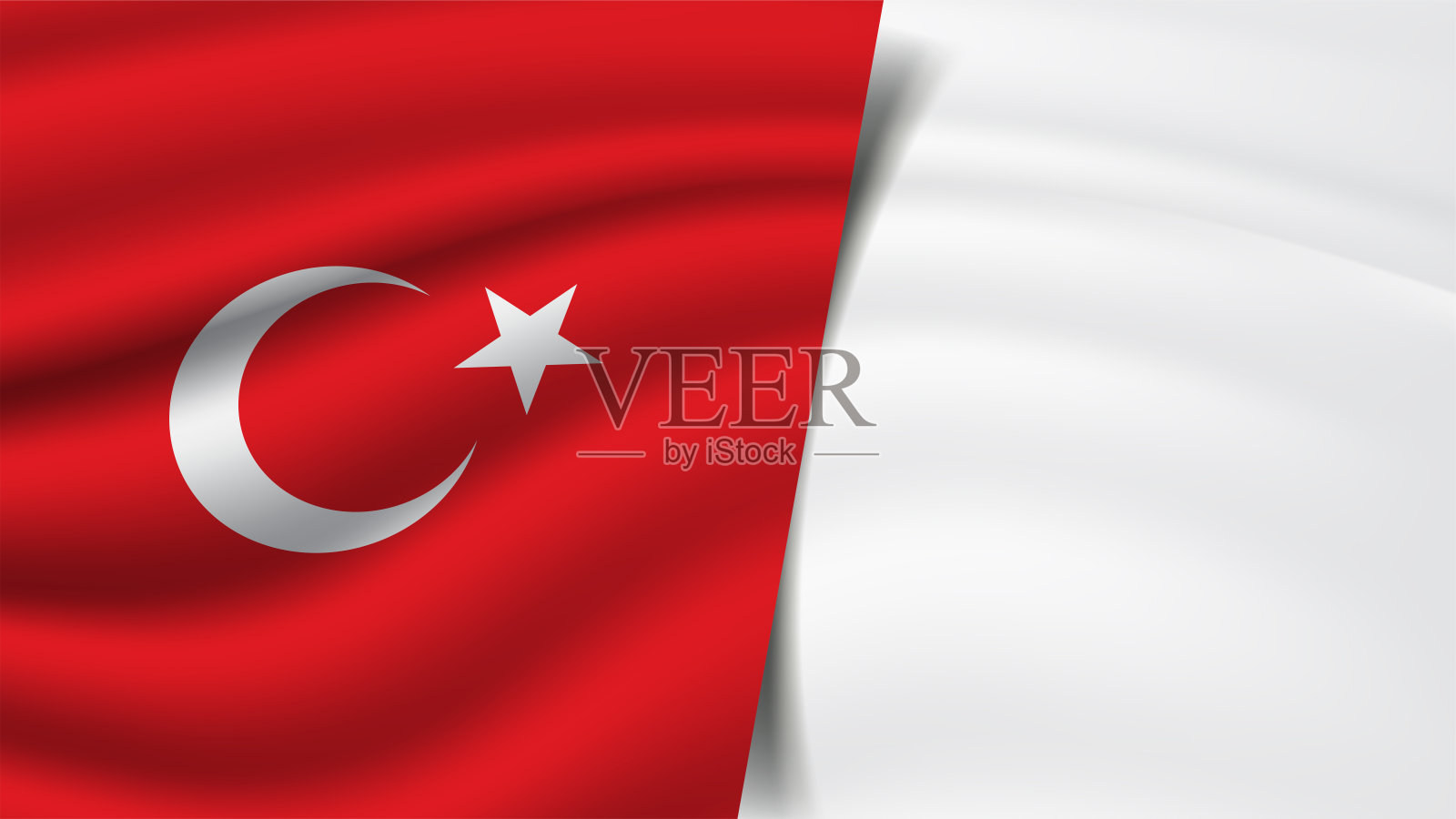 土耳其土耳其国旗的丝绸与copyspace为您的文本或图像和白色背景-3D插图插画图片素材