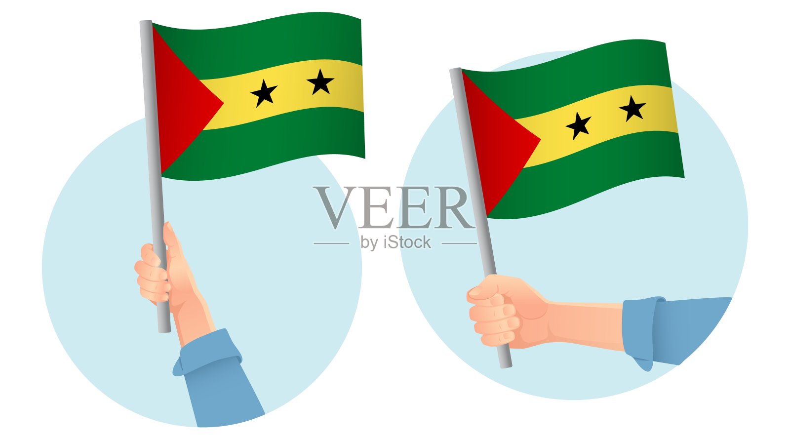 手握圣多美和普林西比旗设计元素图片